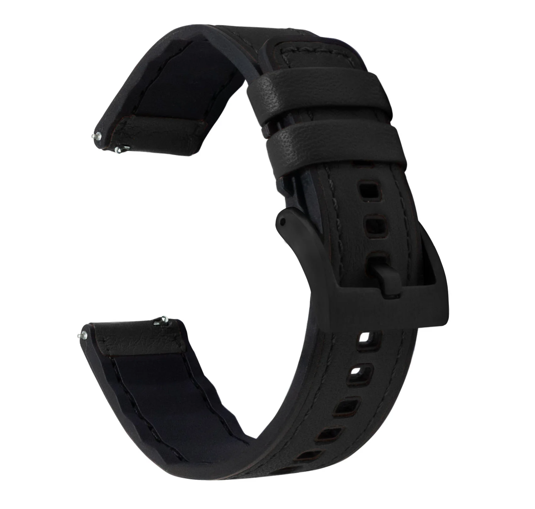 Black Pittards Water Resistant Leather Silicone Base Watch Band - Vaer C5 / D5 Field (20mm) - Image 5