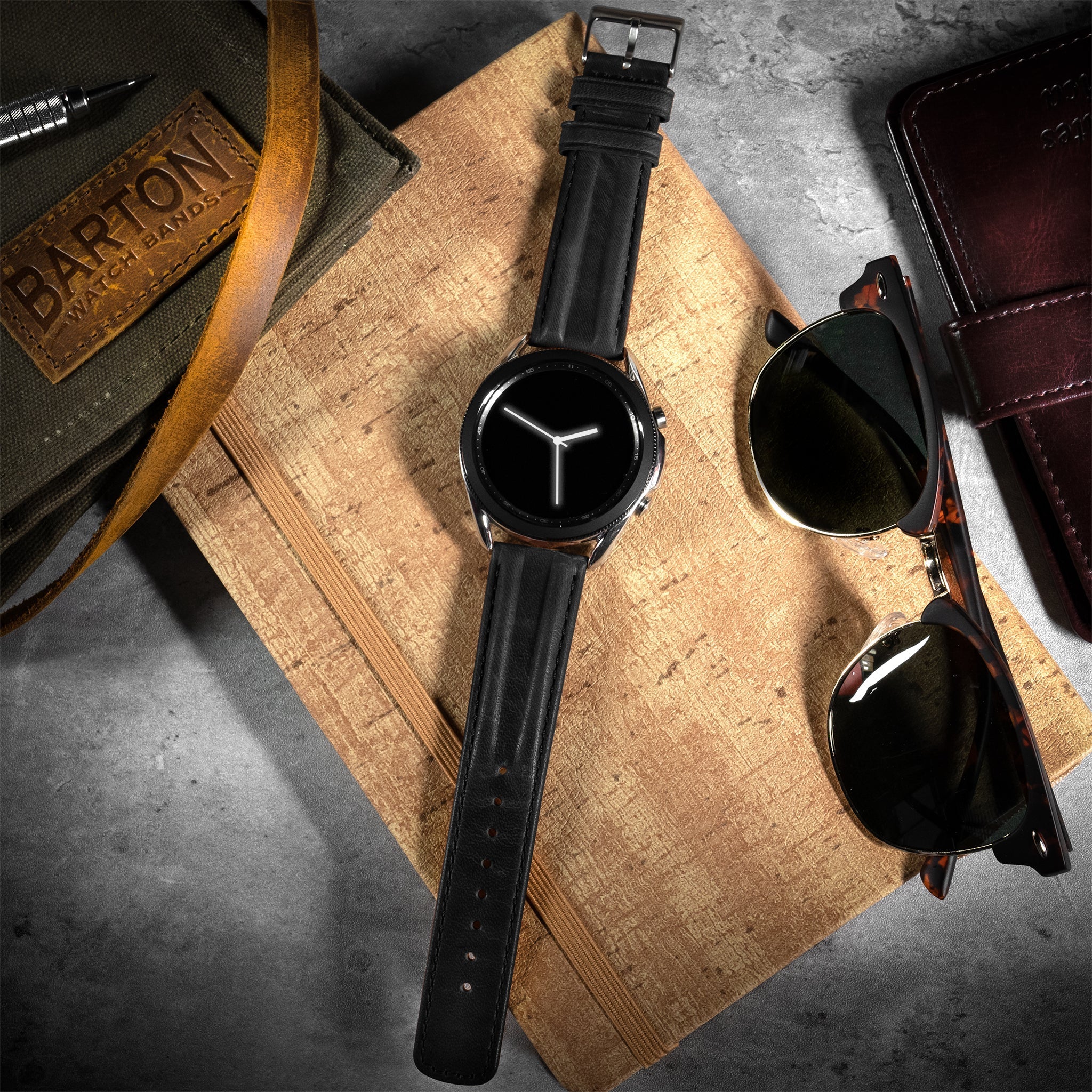 Samsung Galaxy watch7 Classic Horween Leather Black Watch Band - Image 2
