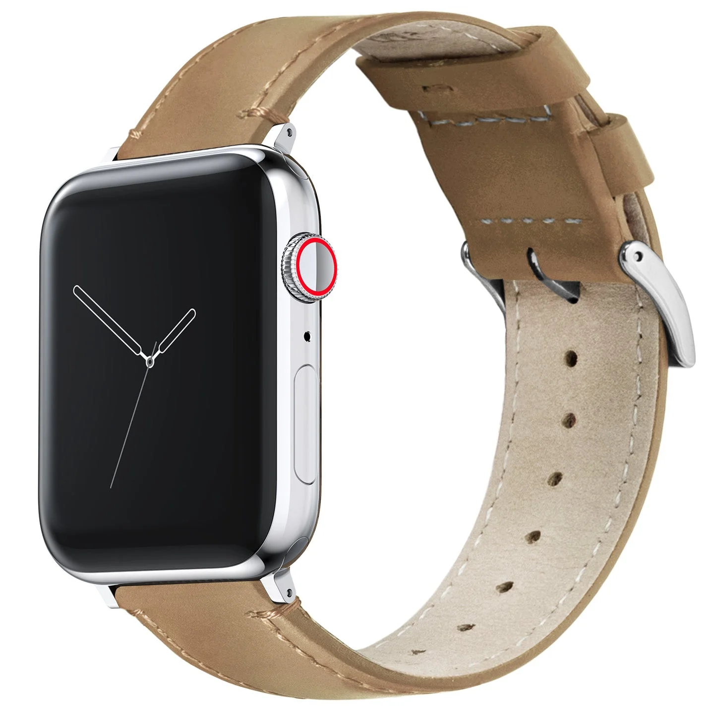 Apple Watch Large (44mm, 45mm, 46mm & 49mm) Gingerbread Leather Stitching Watch Band