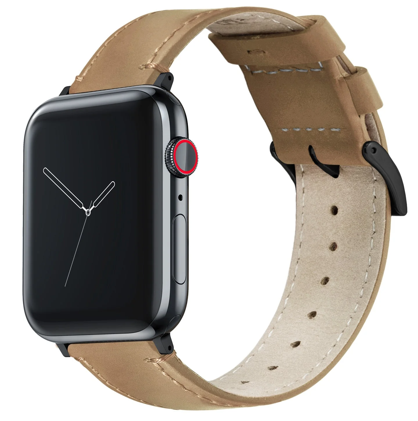 Apple Watch Large (44mm, 45mm, 46mm & 49mm) Gingerbread Leather Stitching Watch Band - Image 2