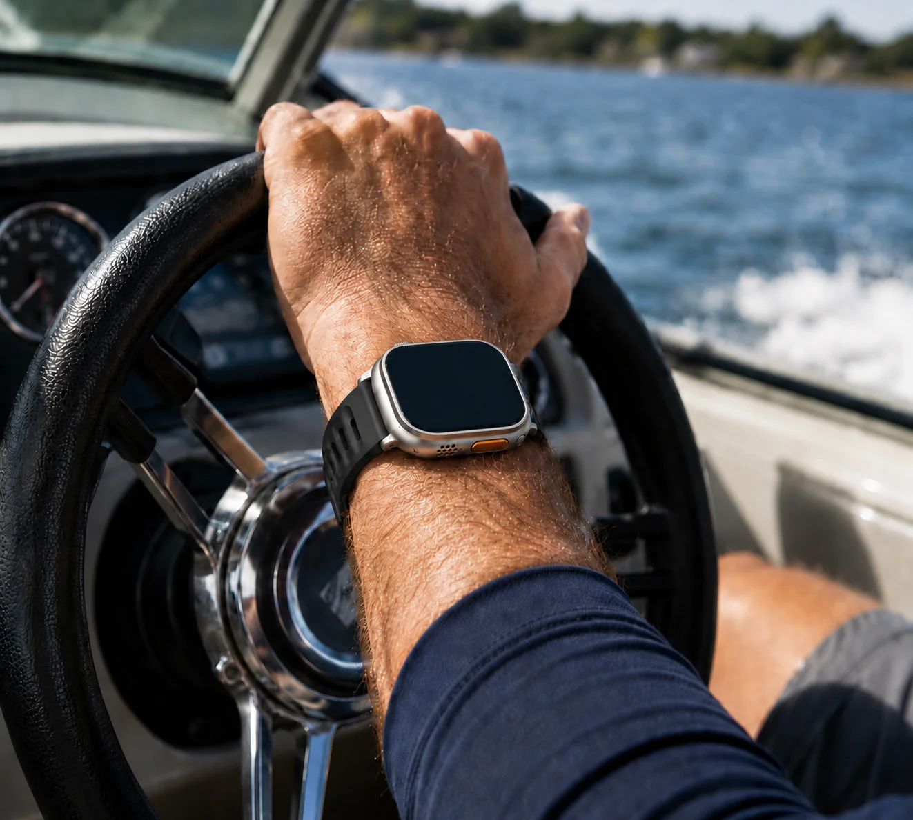 Apple Watch Active FKM Rubber Black Watch Band - Image 2