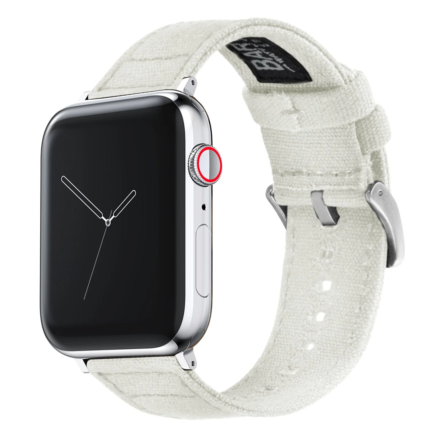 Apple Watch Canvas Linen White Watch Band (Black Hardware)