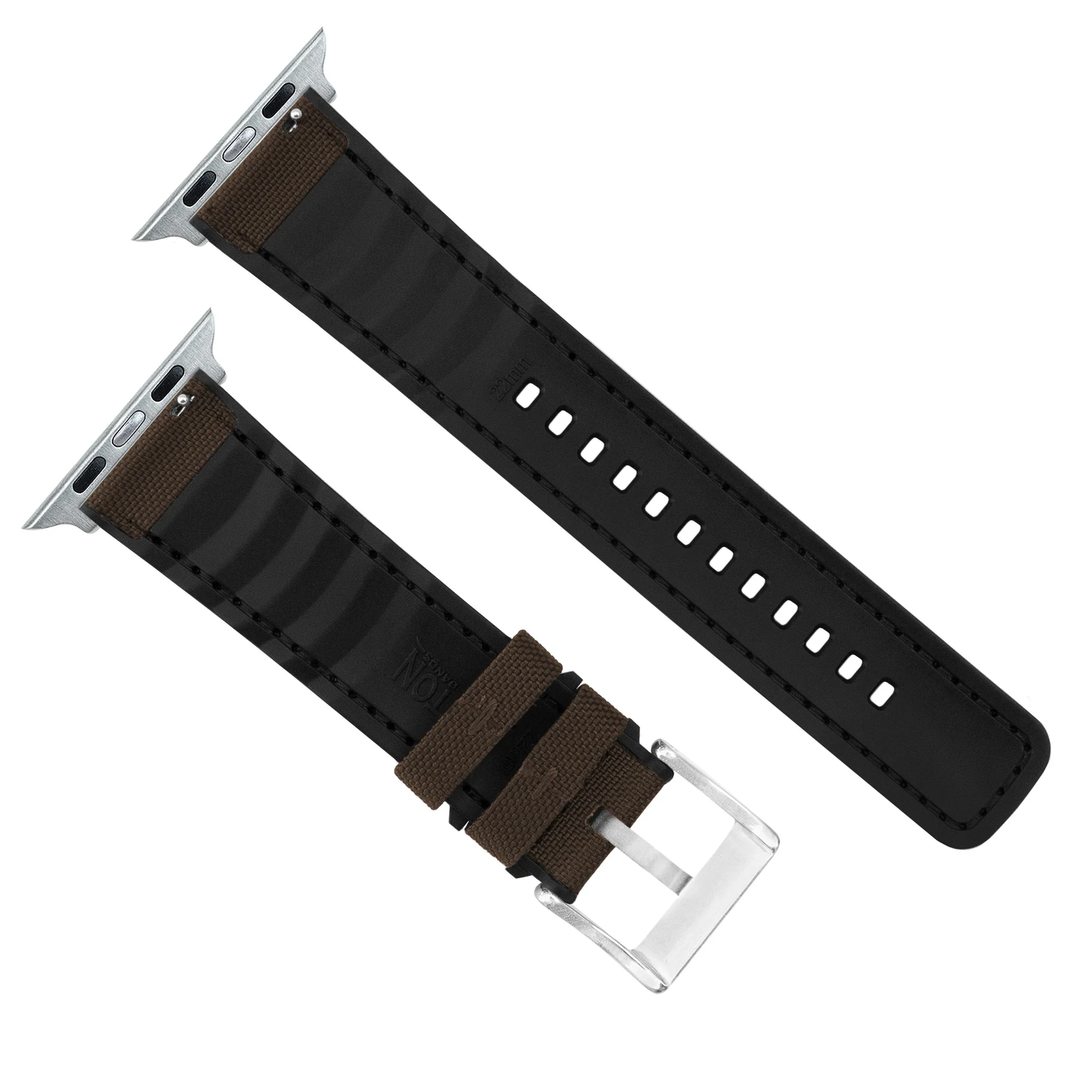 Apple Watch Chocolate Brown Cordura Fabric And Silicone Hybrid Watch Band - Image 7