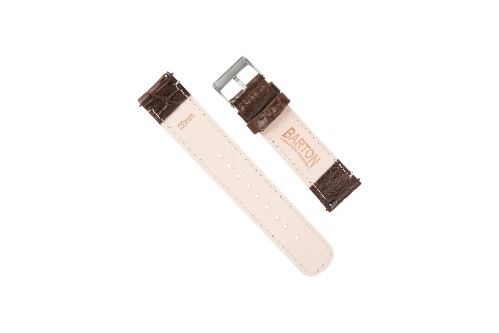 Apple Watch Genuine Alligator Brown Leather Watch Band, Made in USA - Image 4