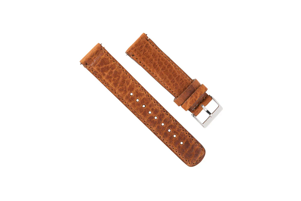 Apple Watch Genuine Bison Brown Leather Watch Band, Made in USA - Image 3
