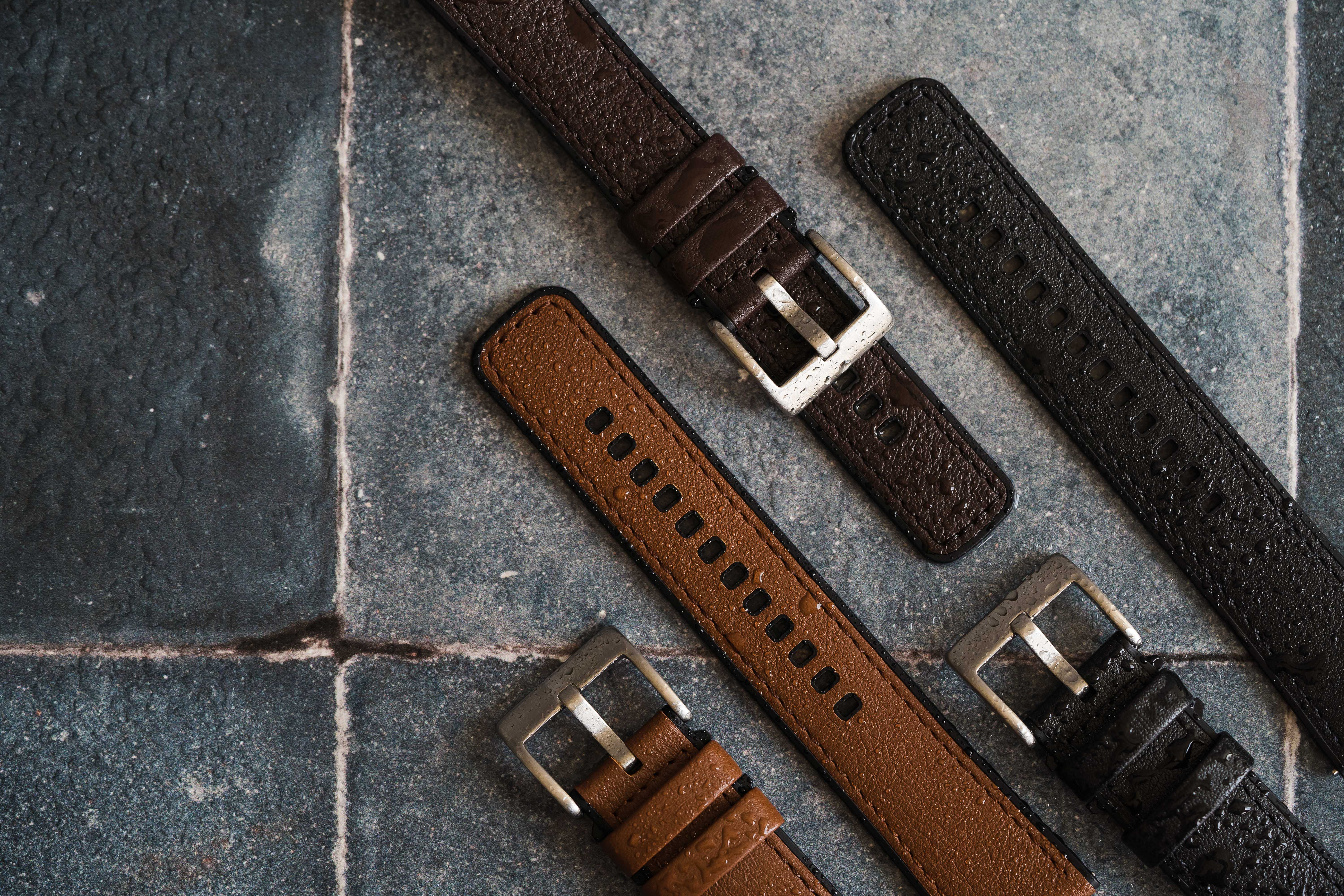 Apple Watch Light Brown Water Resistant Leather Silicone Base Watch Band - Image 5