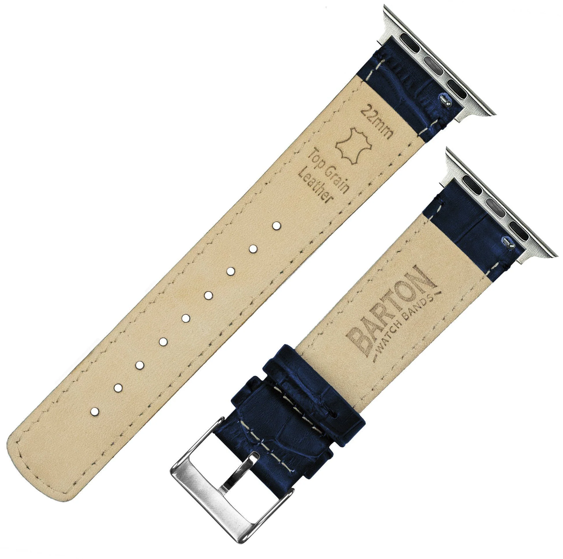 Apple Watch Navy Blue Alligator Grain Leather Watch Band - Image 4