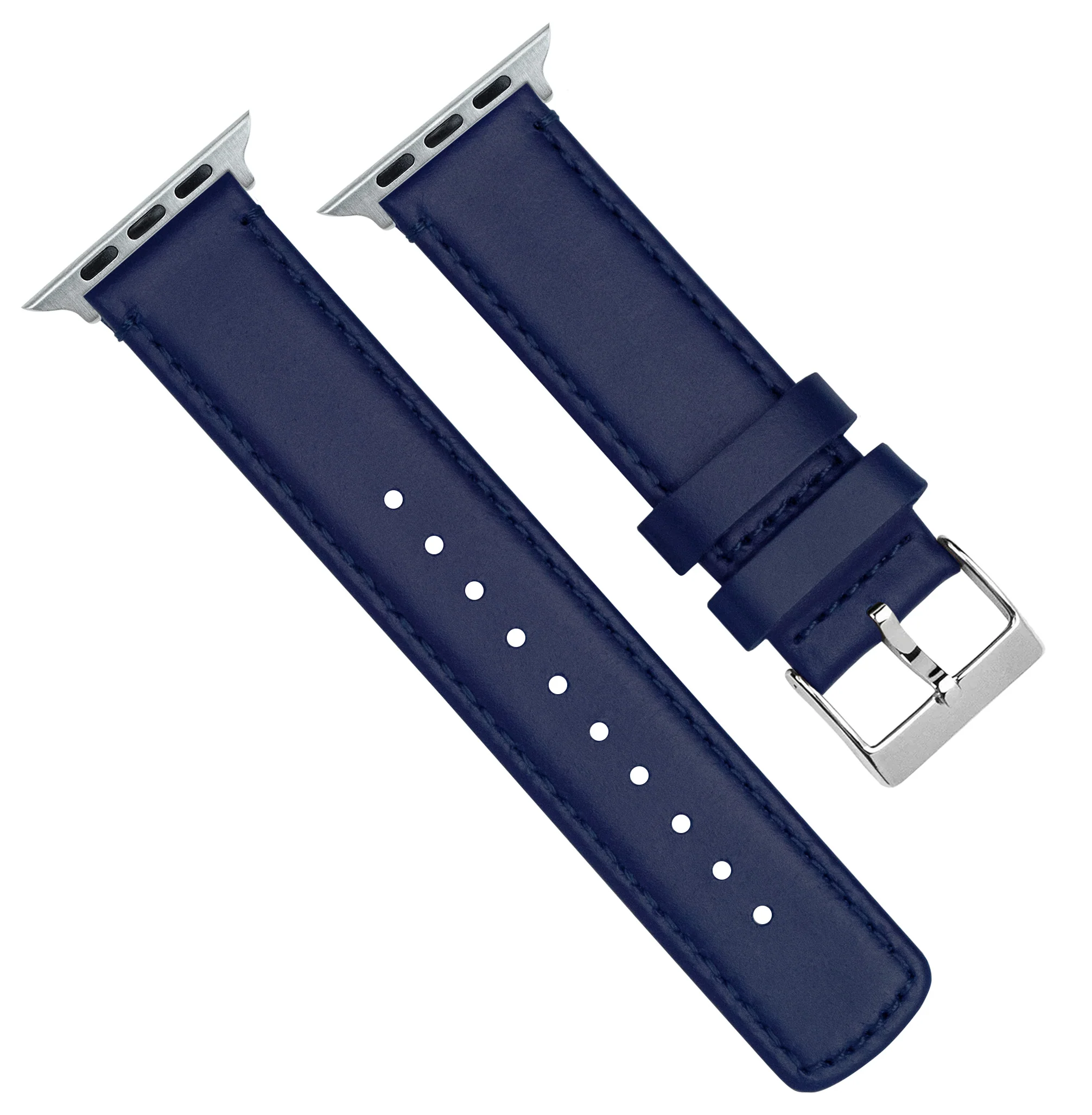 Apple Watch Navy Blue Leather Stitching Watch Band - Image 3