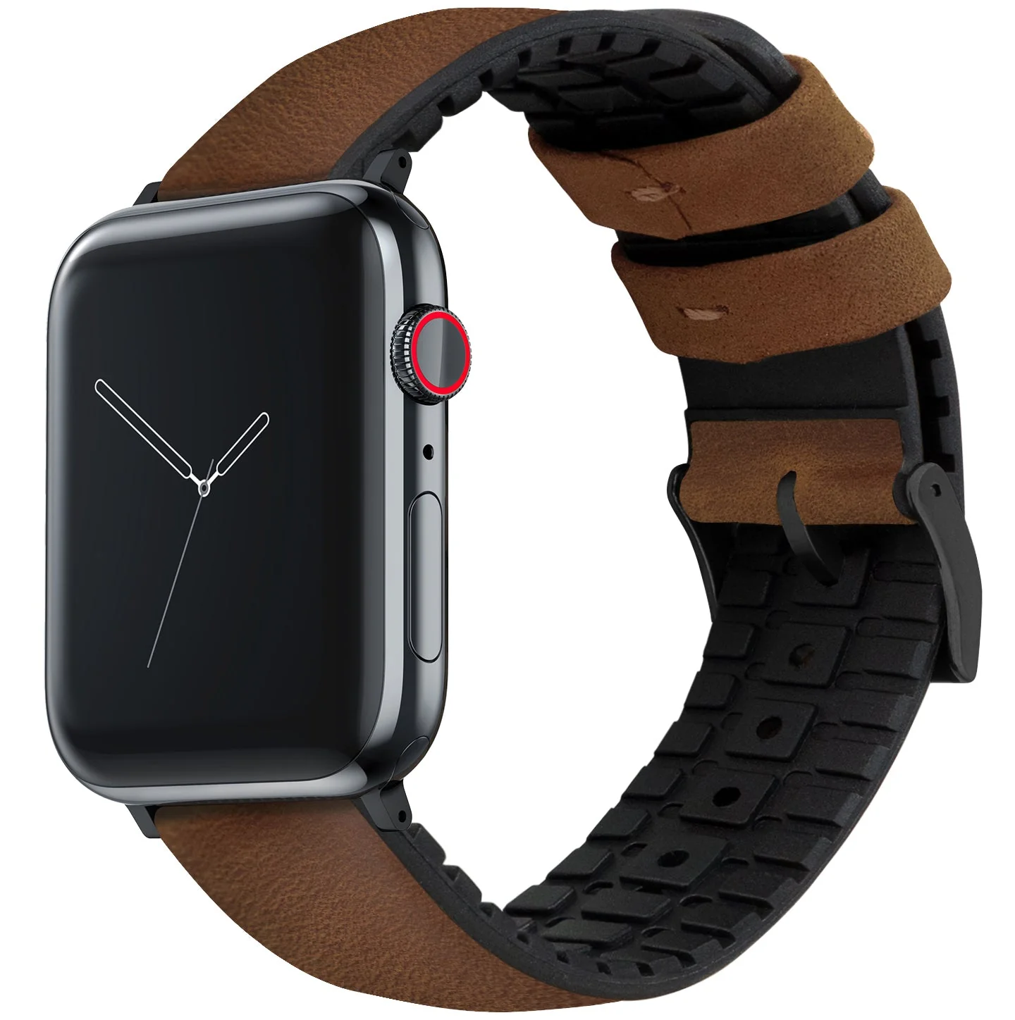 Apple Watch Small (38mm, 40mm, 41mm, 42mm) Oak Brown Leather Hybrid Watch Band - Image 2