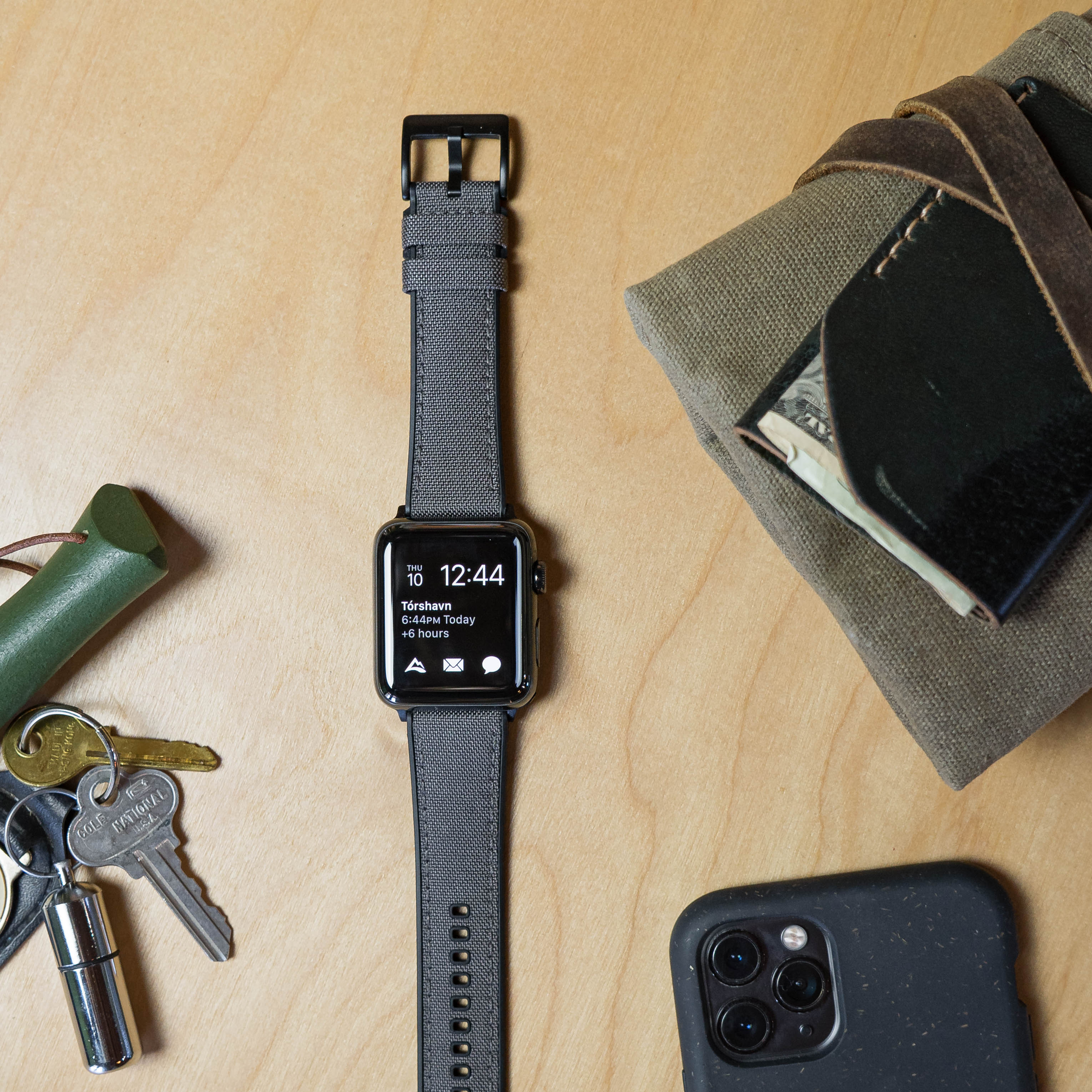 Apple Watch Smoke Grey Cordura Fabric And Silicone Hybrid Watch Band - Image 3