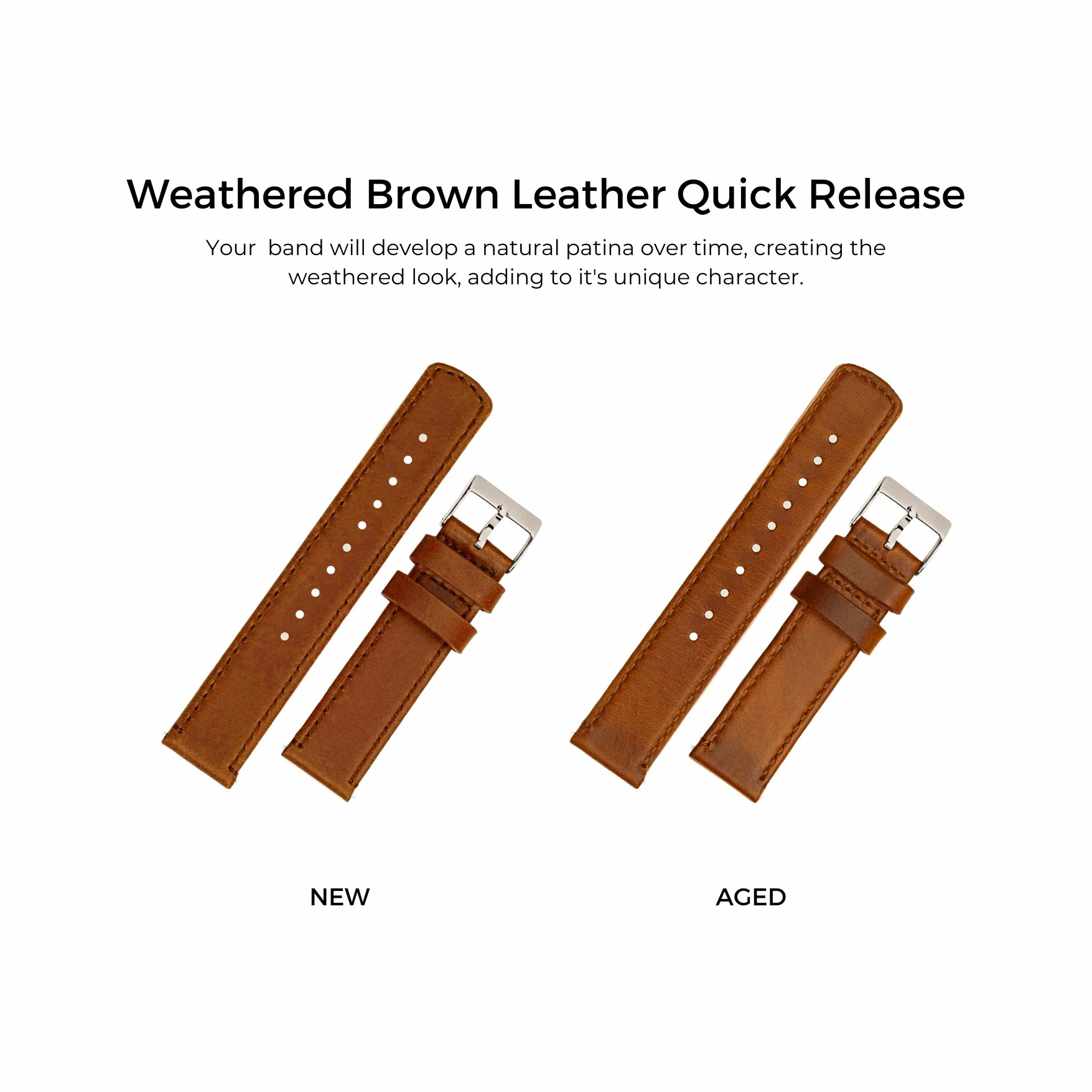 Apple Watch Weathered Brown Leather Watch Band - Image 4