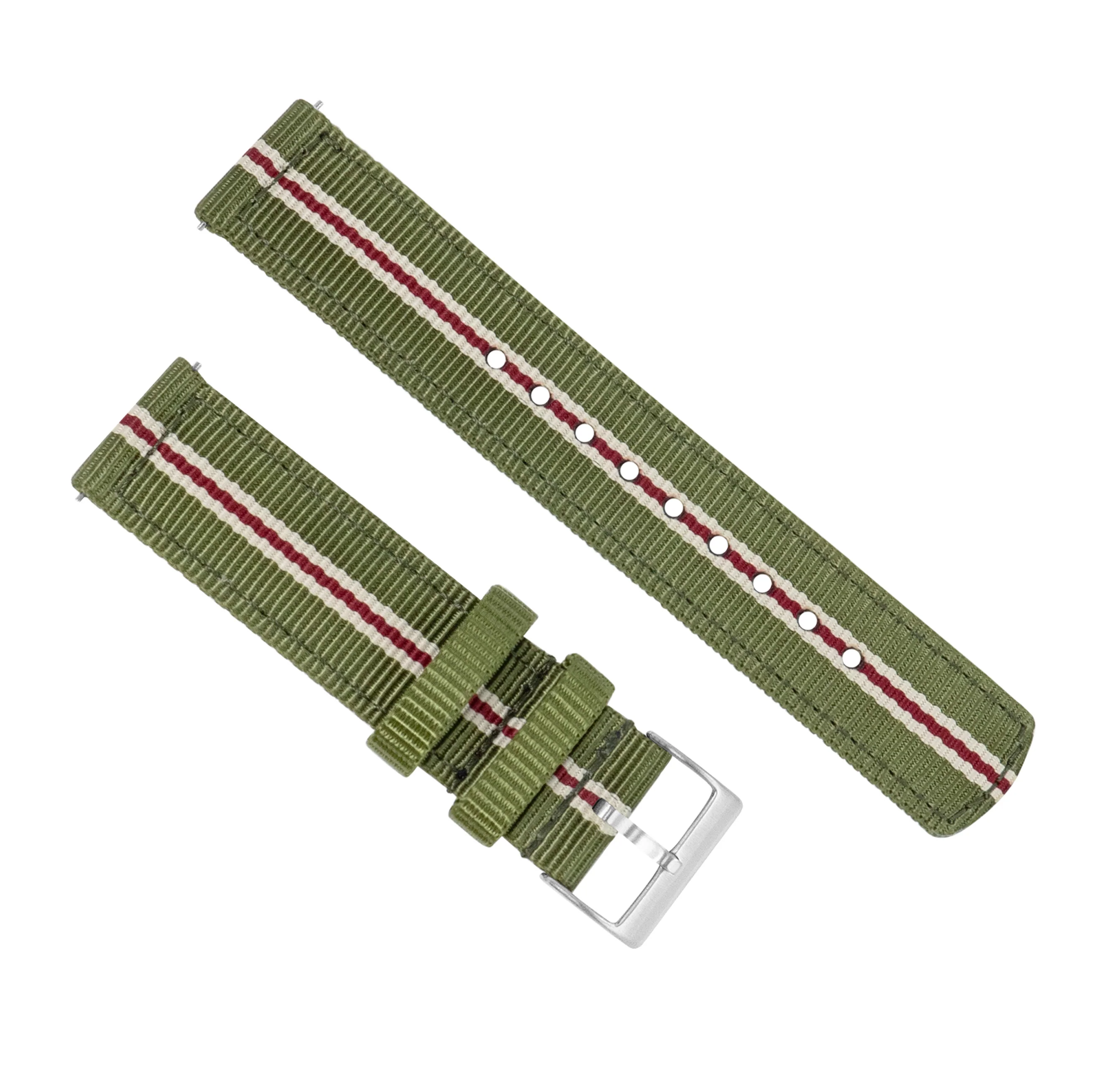 Army Green Crimson Two Piece NATO® style Watch Band - Orient Mako II / Ray II / Kamasu (22mm) - Image 3