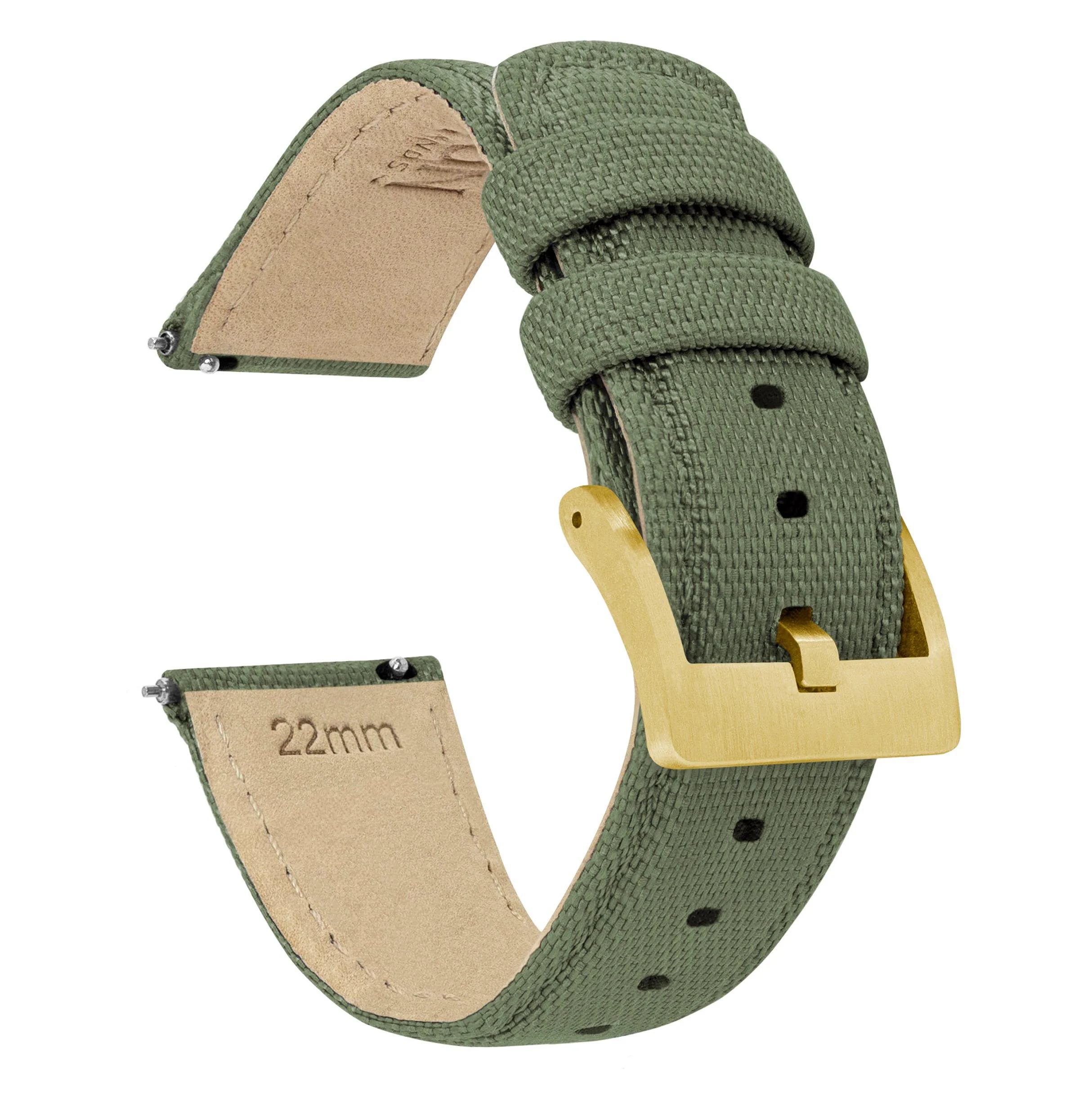 Army Green Sailcloth Quick Release Watch Band - Seiko Prospex Turtle (22mm) - Image 9