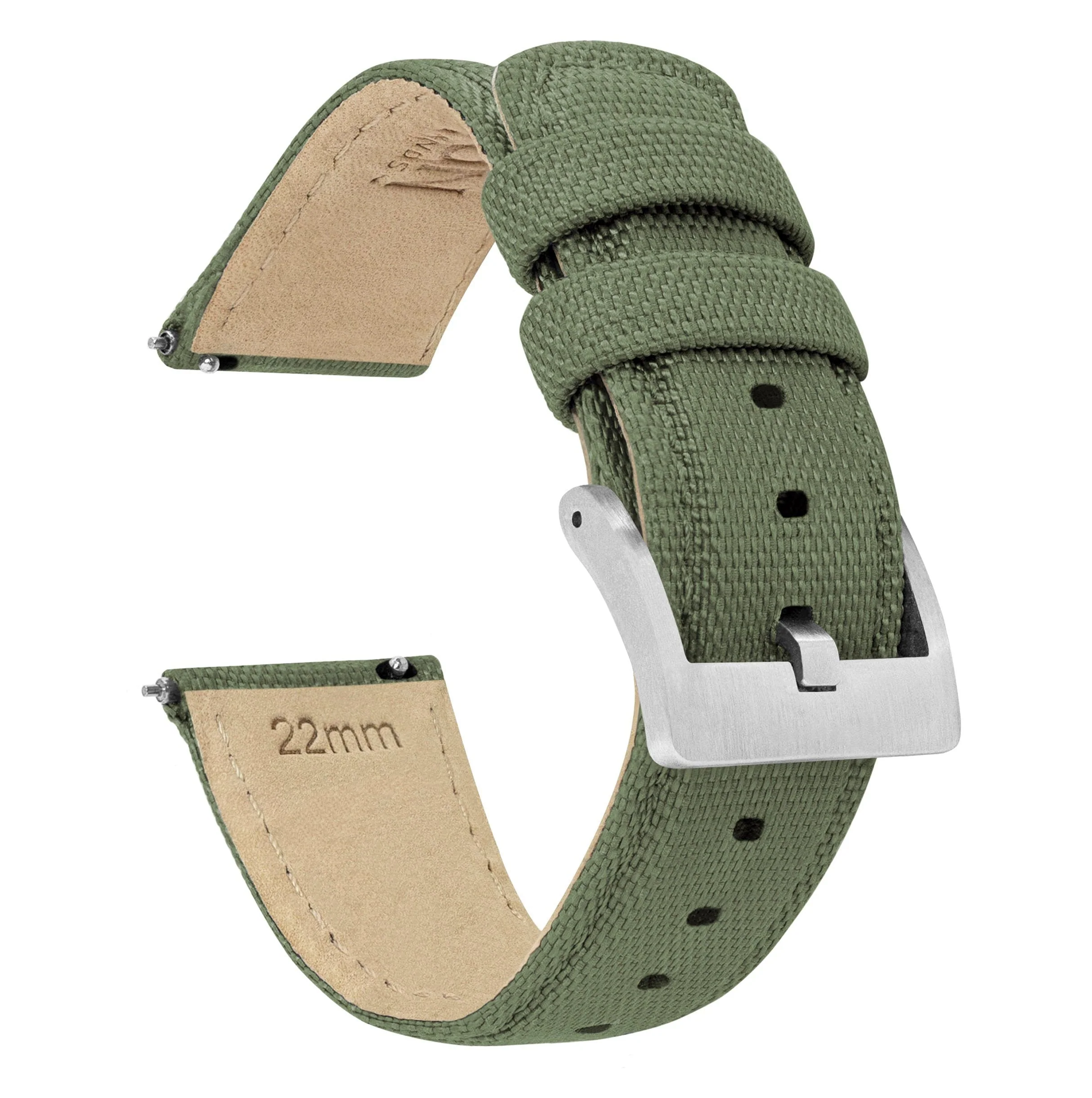 Army Green Sailcloth Quick Release 18mm Watch Band