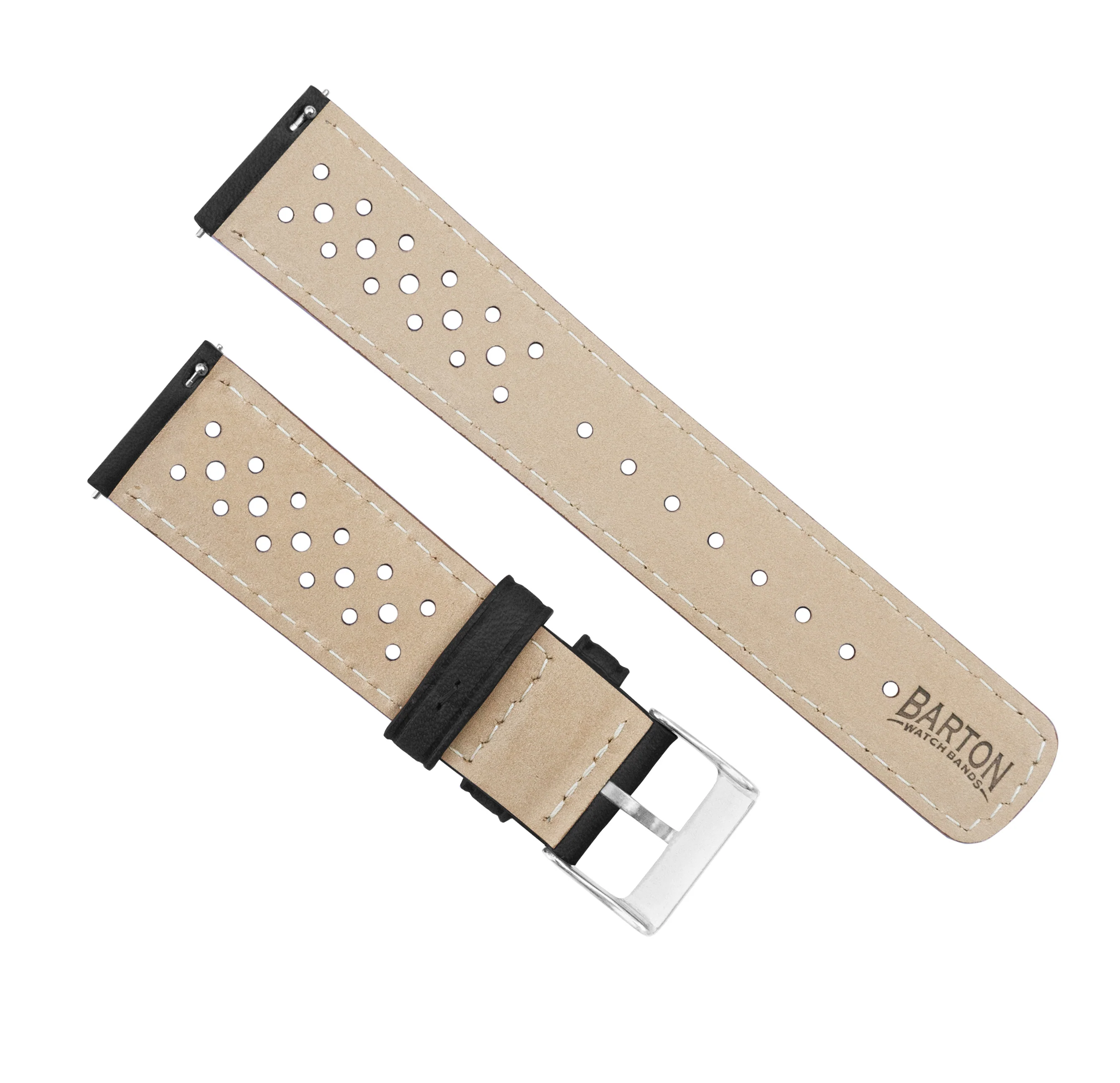 Black Orange Stitch Racing Horween Leather Watch Band - Image 4