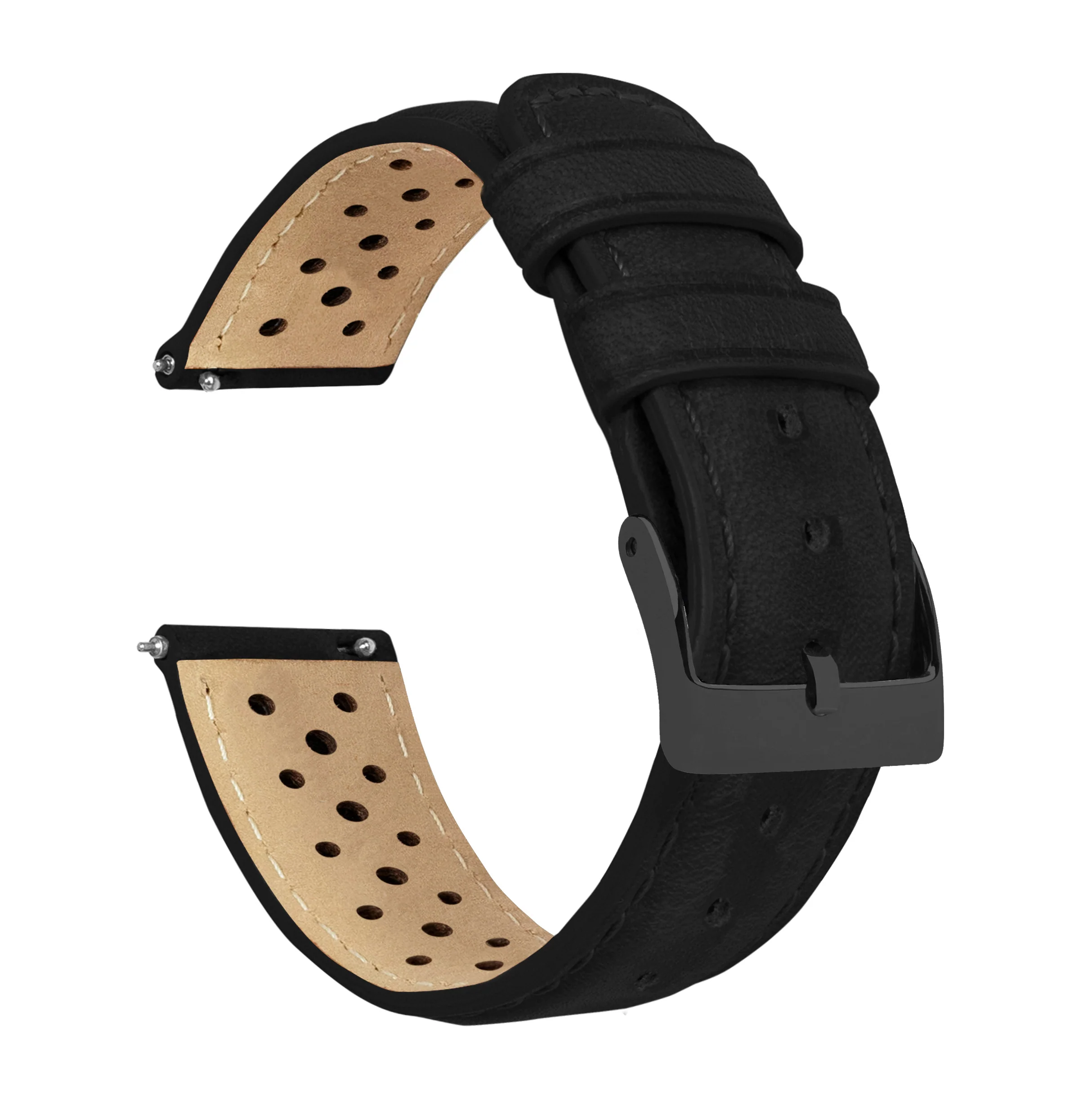 Black Racing Horween Leather Watch Band - Casio Duro MDV-106 (22mm) - Image 7