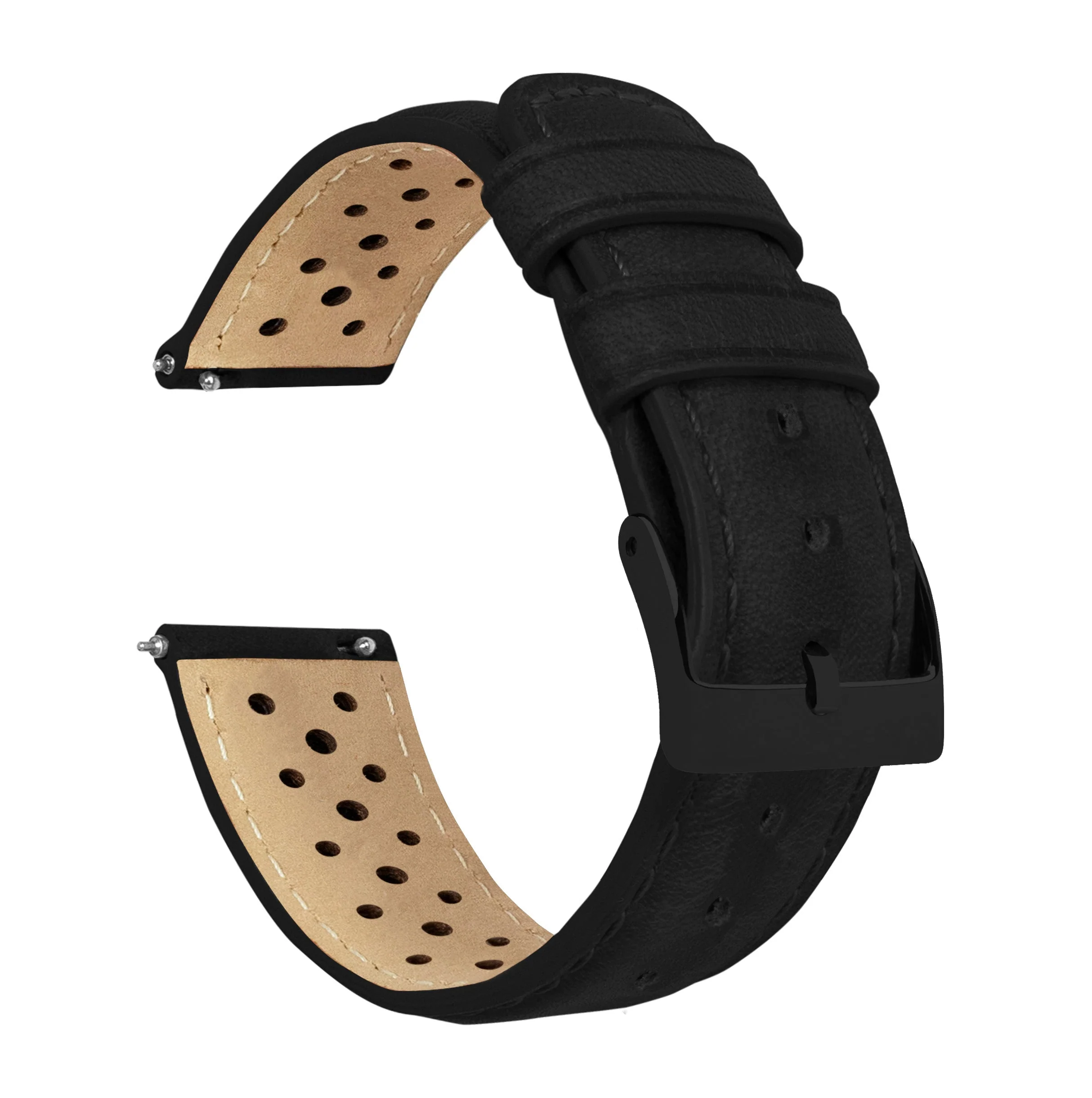 Black Racing Horween Leather Watch Band - Omega Seamaster (20mm) - Image 6