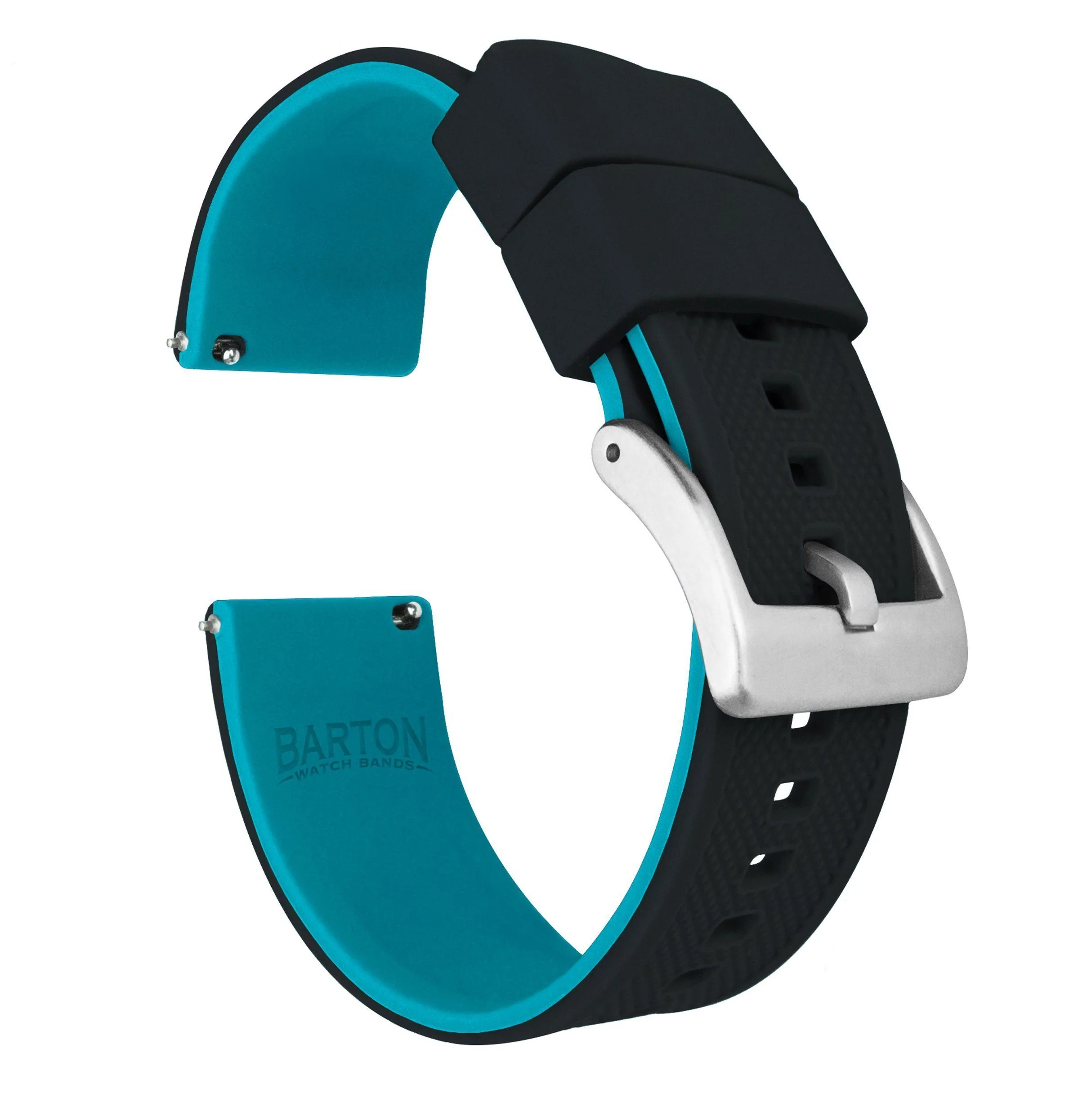 Black Top Aqua Blue Bottom Elite Silicone 22mm Watch Band