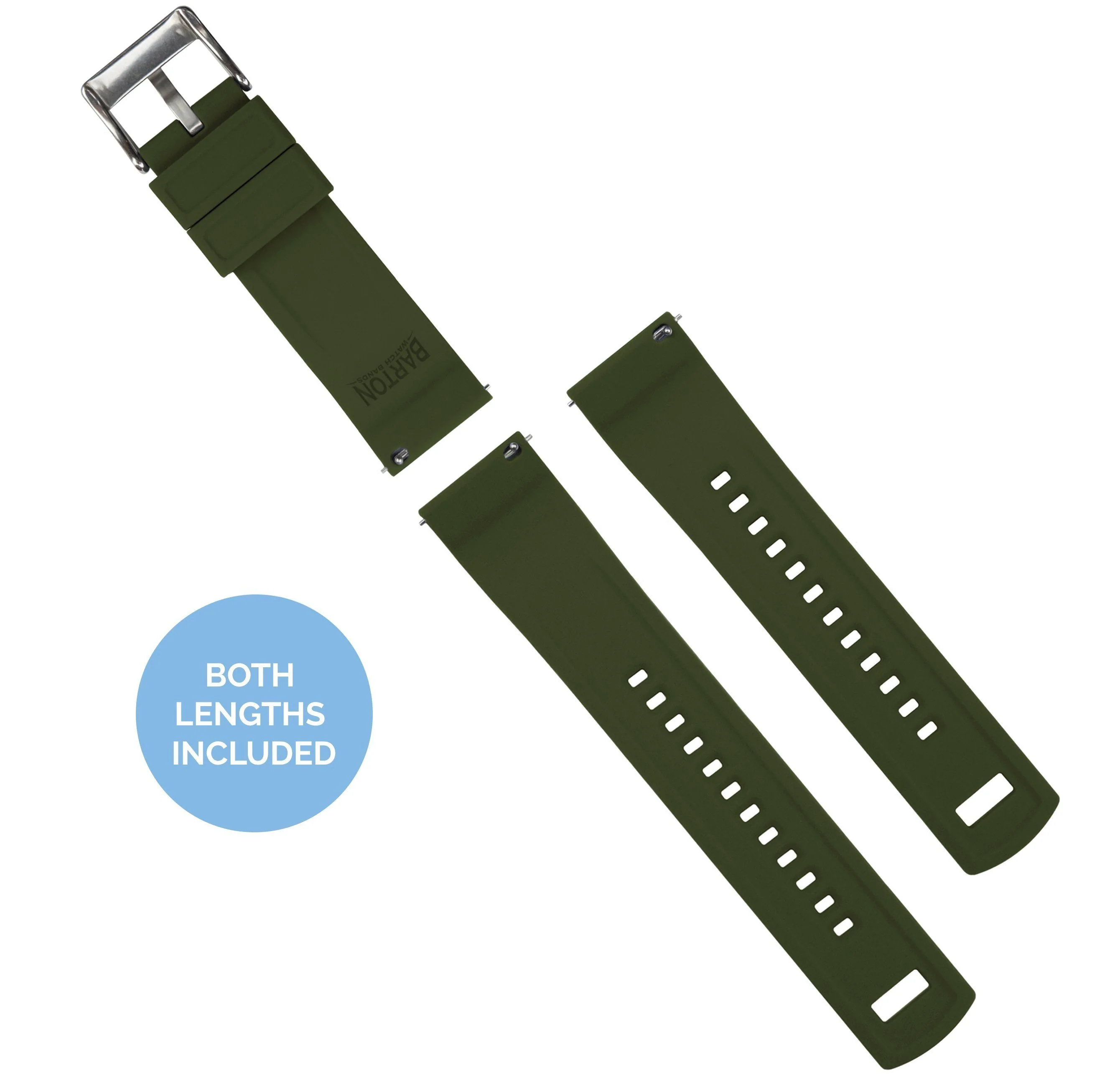 Black Top Army Green Bottom Elite Silicone Watch Band - Yema Superman / Speedgraf (20mm) - Image 3