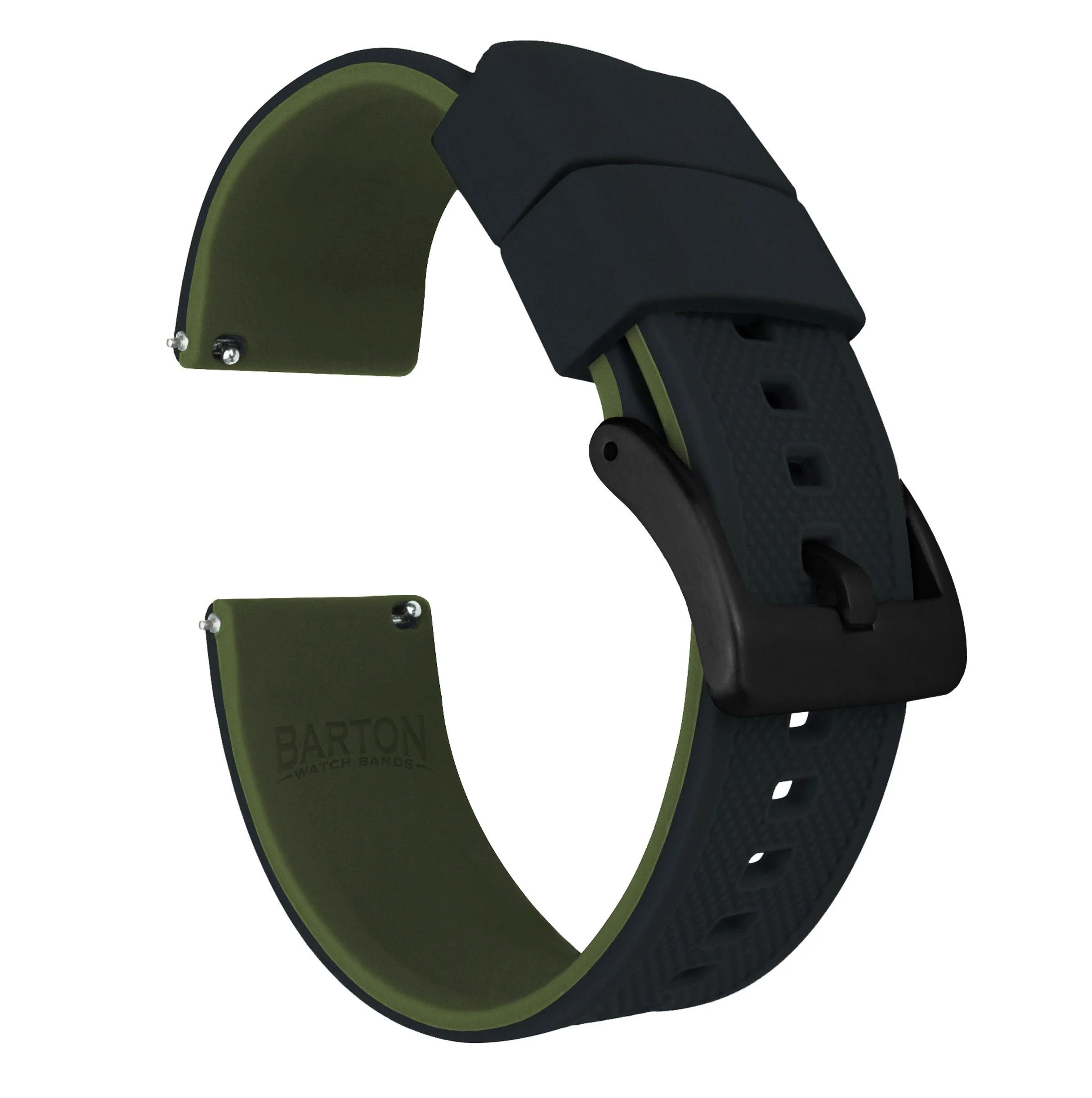 Black Top Army Green Bottom Elite Silicone Watch Band - Yema Superman / Speedgraf (20mm) - Image 7
