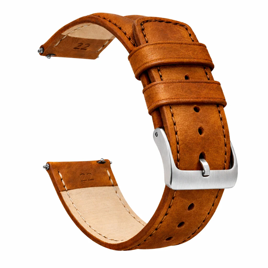 Caramel Brown Classic Horween Leather Watch Band - Seiko Prospex Turtle (22mm)