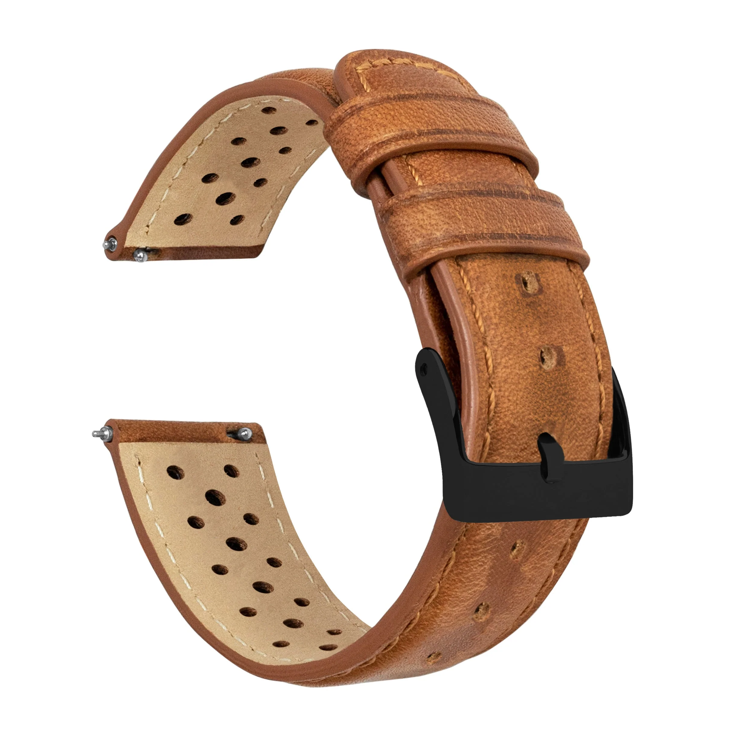 Caramel Brown Racing Horween Leather Watch Band - Omega Seamaster (20mm) - Image 6