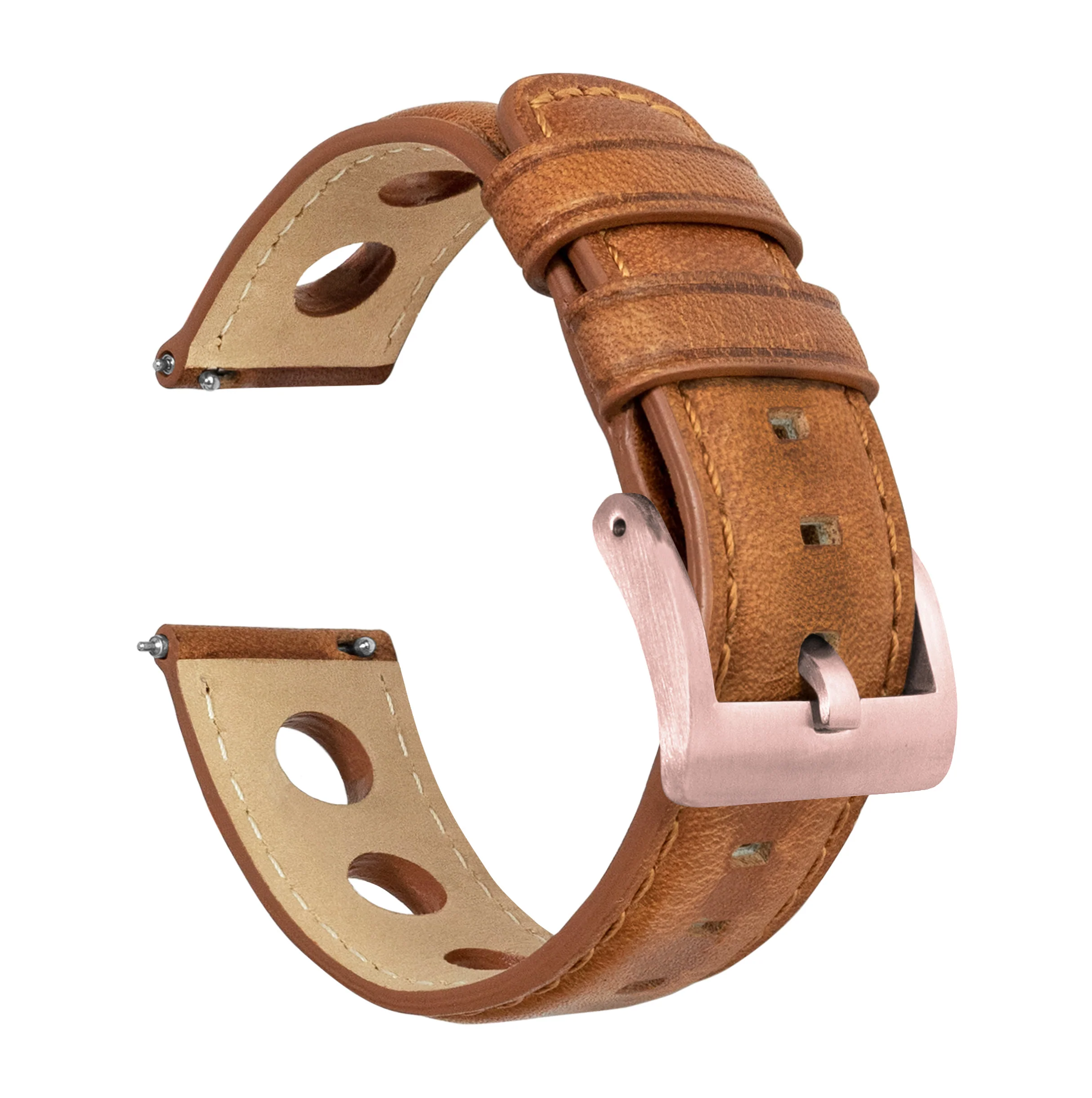 Caramel Brown Rally Horween Leather Watch Band - Yema Superman / Speedgraf (20mm) - Image 8