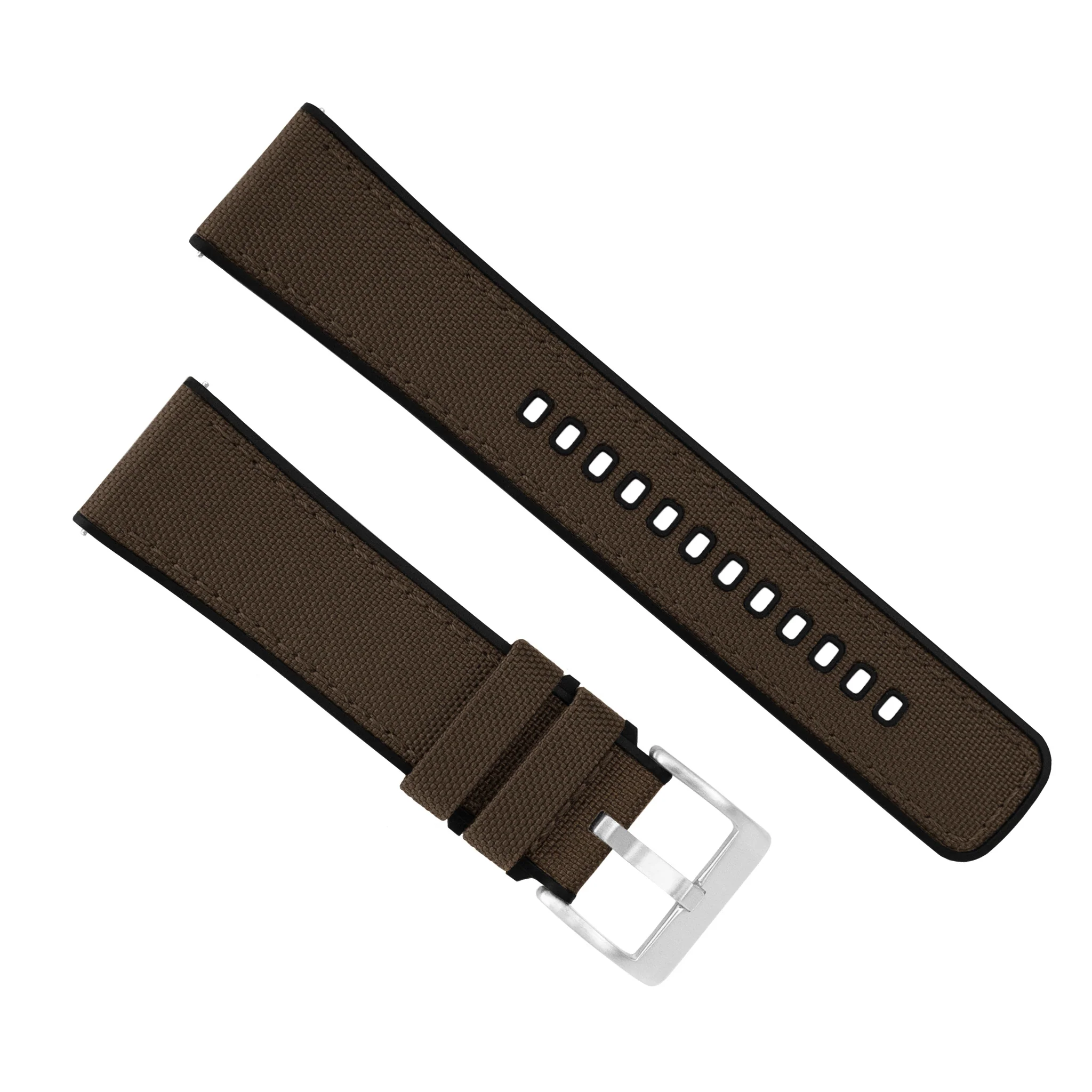 Chocolate Brown Cordura Fabric And Silicone Hybrid Watch Band - Orient Mako II / Ray II / Kamasu (22mm) - Image 2