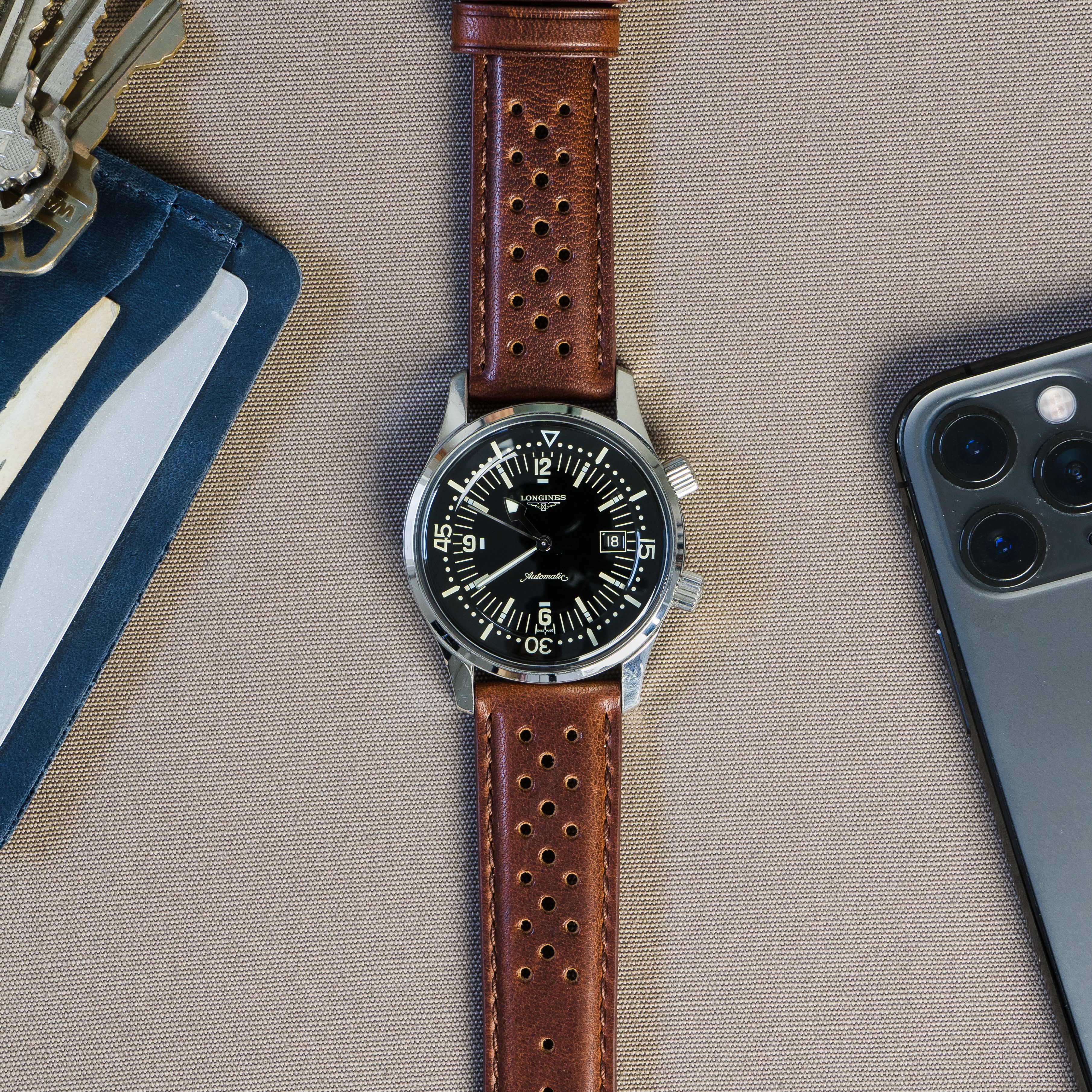 Chocolate Brown Racing Horween Leather Watch Band - Tudor Black Bay 58 & Pro (20mm) - Image 3