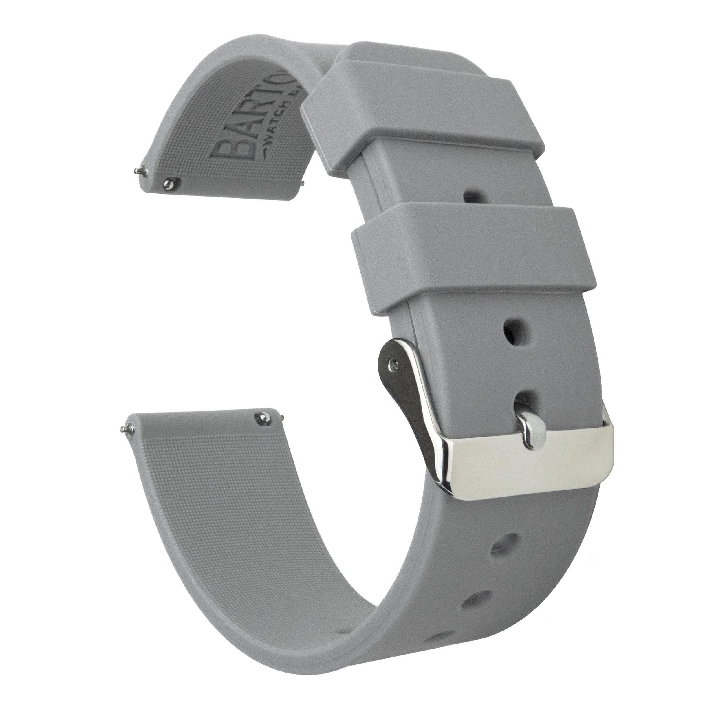 Cool Grey Quick Release Silicone Rubber 20mm & 22mm Watch Band