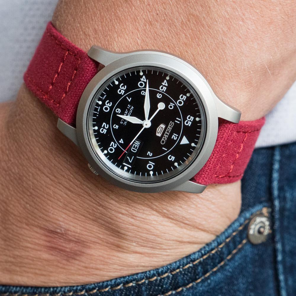 Crimson Red Premium Canvas Watch Band - Seiko Prospex Turtle (22mm) - Image 2
