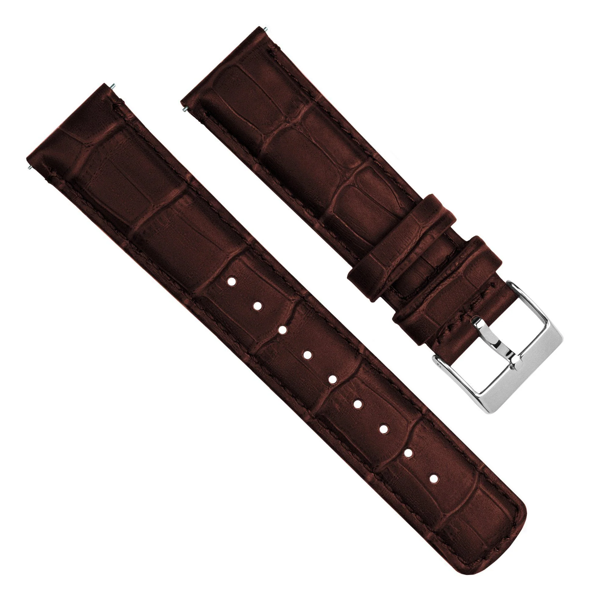 Fossil Q Coffee Brown Alligator Grain Leather Watch Band - Image 2