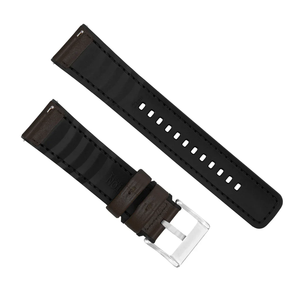 Garmin epix™ Pro (Gen 2) - Water Resistant Leather & Silicone Base Dark Brown Watch Band - Image 4