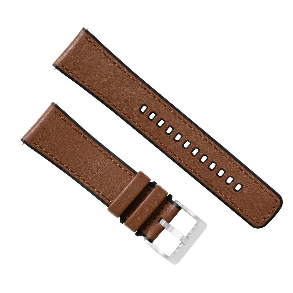 Garmin fēnix® 8 Water Resistant Leather & Silicone Base Light Brown Watch Band - Image 3