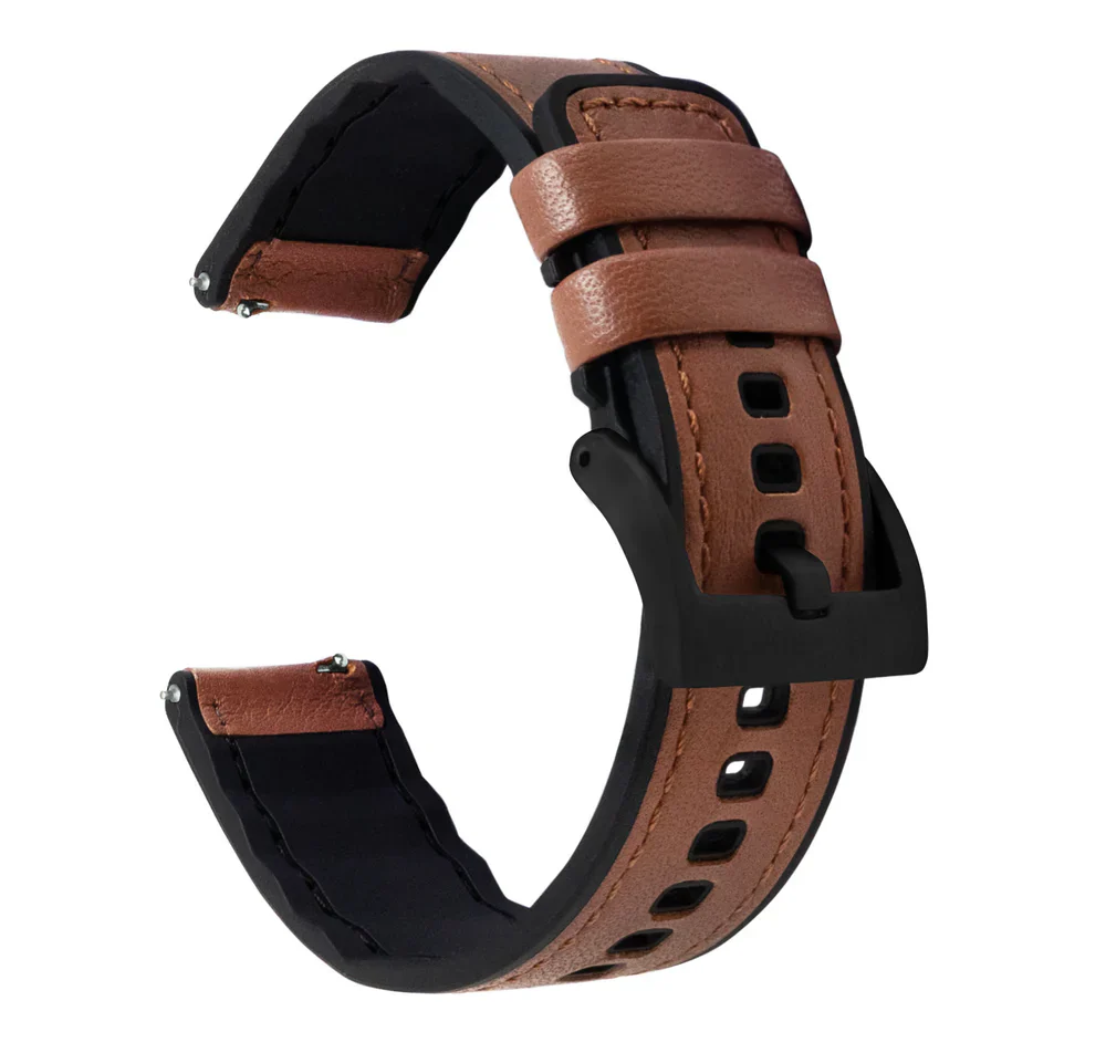 Garmin fēnix® 8 Water Resistant Leather & Silicone Base Light Brown Watch Band - Image 7
