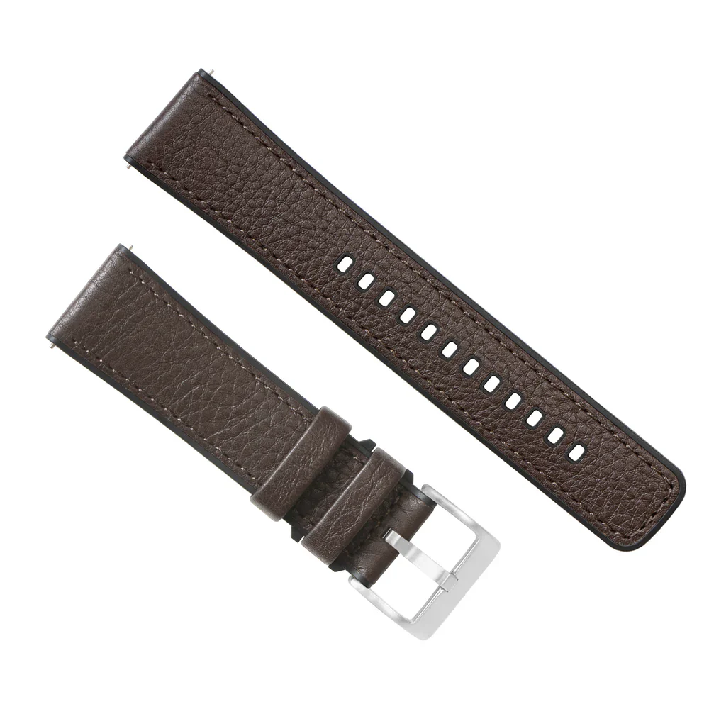 Garmin Instinct® 2, 3, E - Water Resistant Leather & Silicone Base Dark Brown Watch Band - Image 3