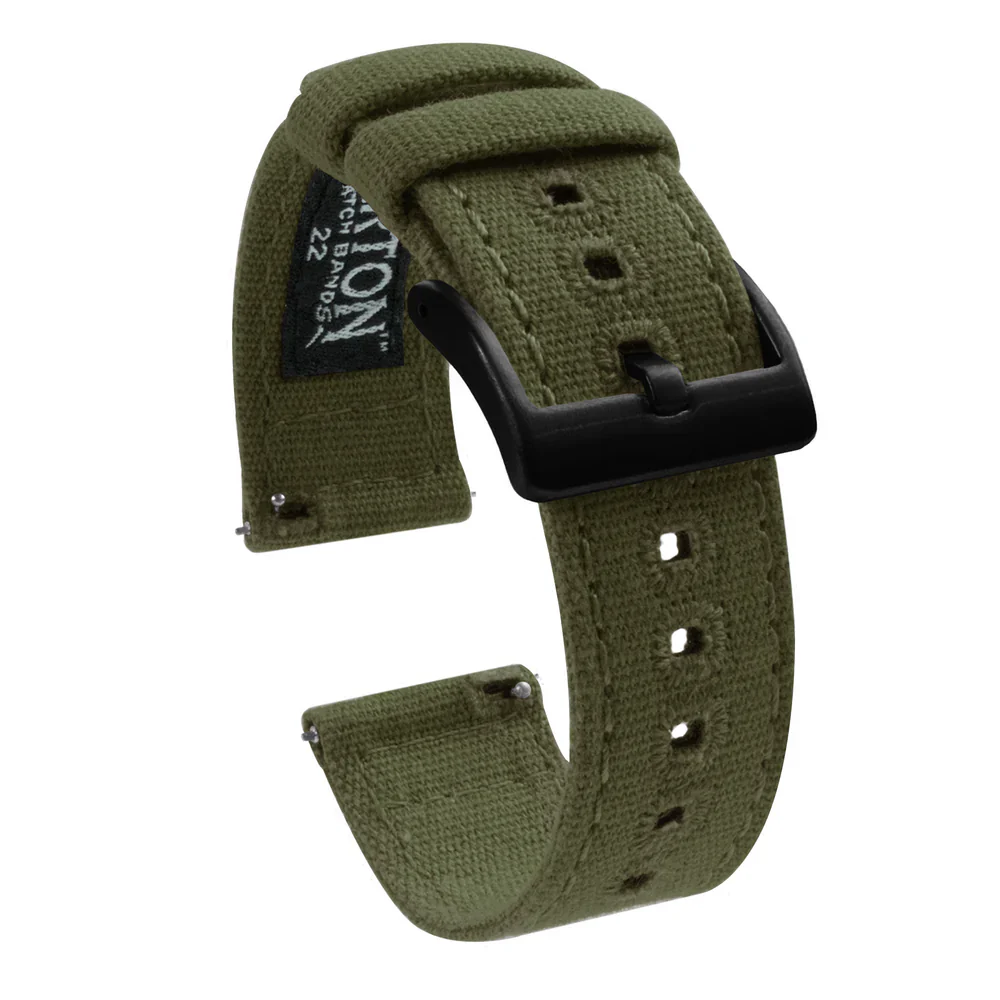 Garmin quatix® 8, 7, 6 - Canvas Army Green Watch Band - Image 7
