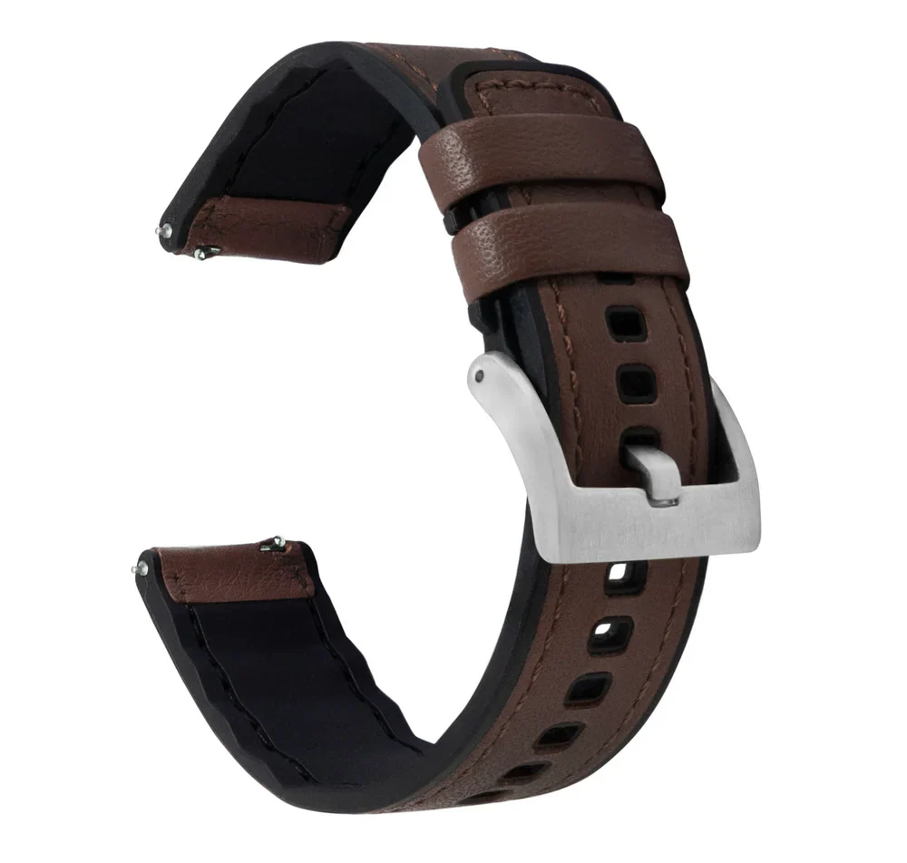 Garmin tactix® 8 - Water Resistant Leather & Silicone Base Dark Brown Watch Band