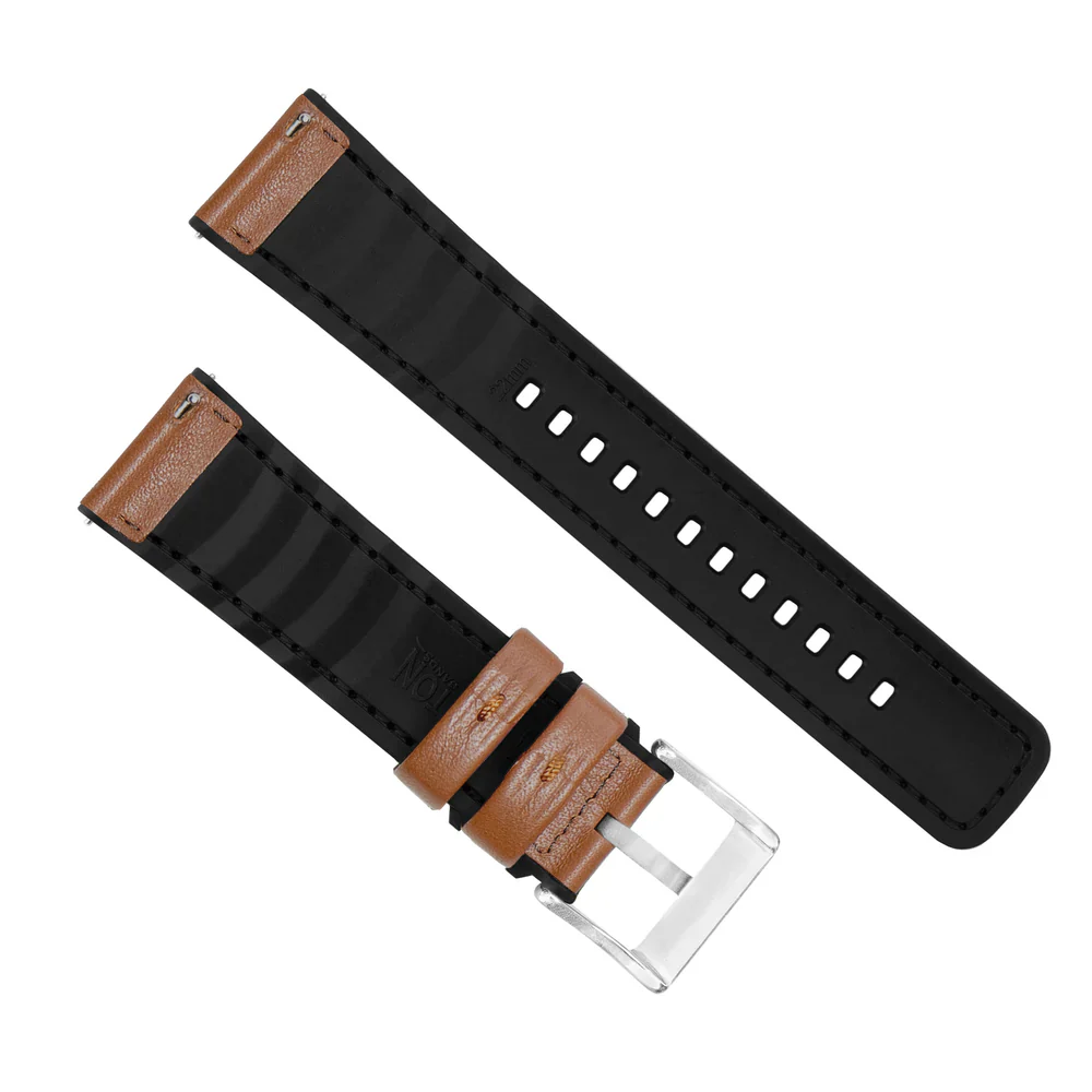 Garmin Venu® 4, 3S, 3, 2S, 2 Plus - Water Resistant Leather & Silicone Base Light Brown Watch Band - Image 3