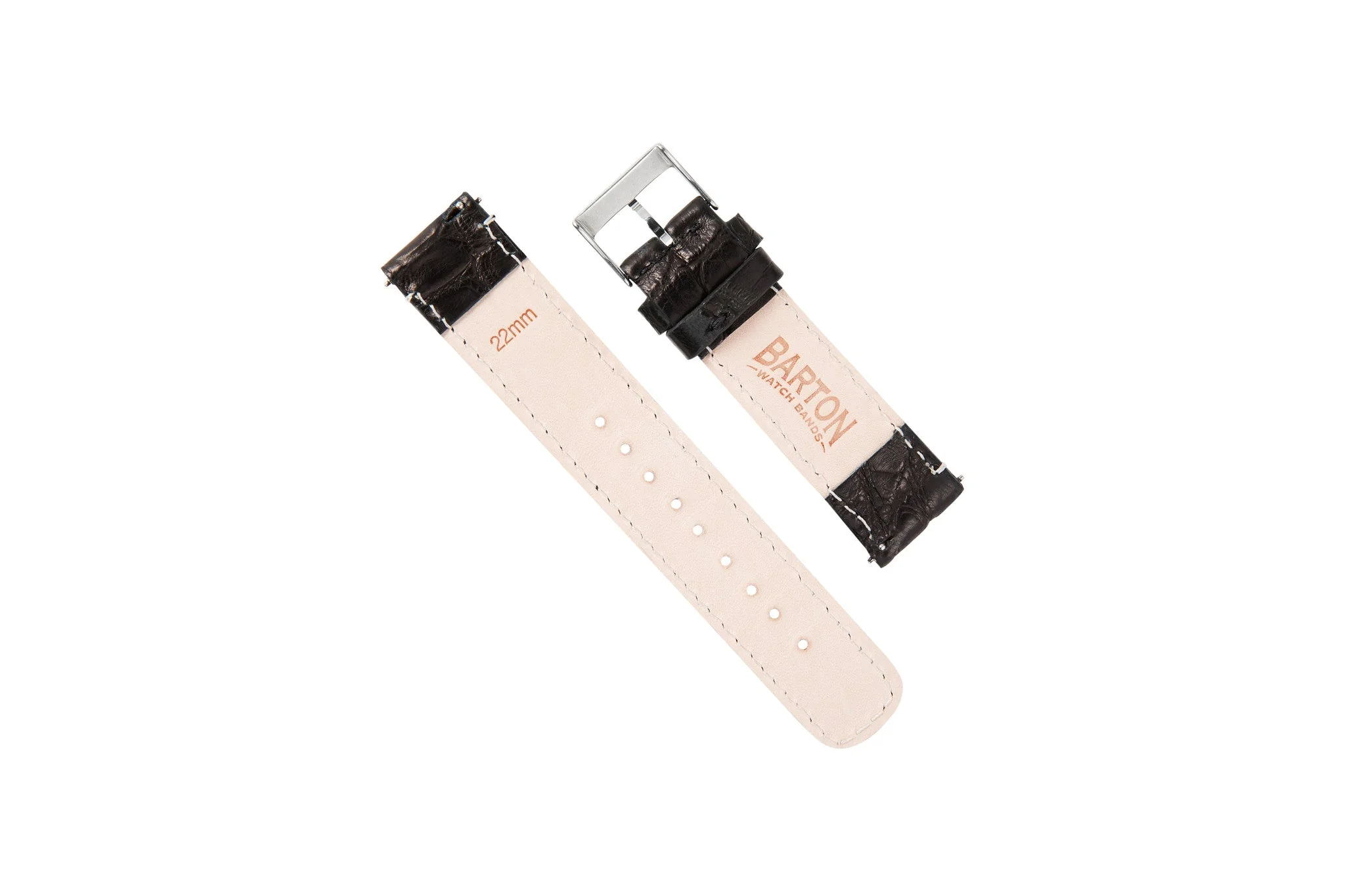Genuine Alligator Black Leather Watch Band, Made in USA - Tudor Black Bay 58 & Pro (20mm) - Image 3