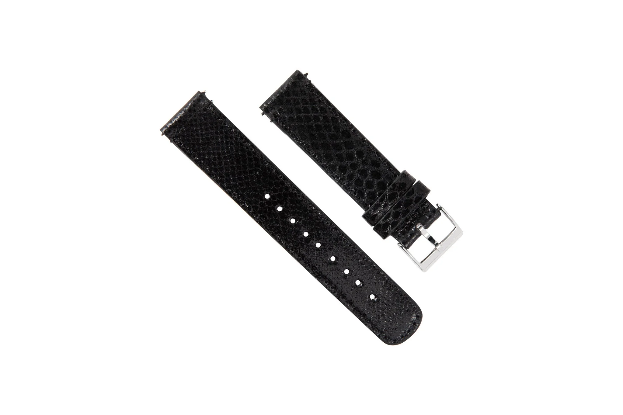 Genuine Snakeskin Black Leather Watch Band, Crafted in the USA - Grand Seiko (20mm)