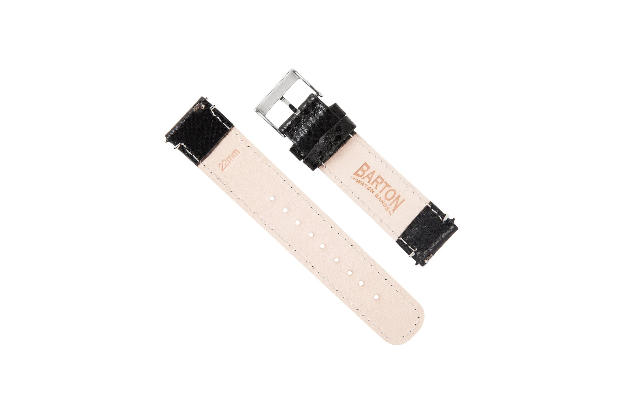 Genuine Snakeskin Black Leather Watch Band, Crafted in the USA - Grand Seiko (20mm) - Image 2
