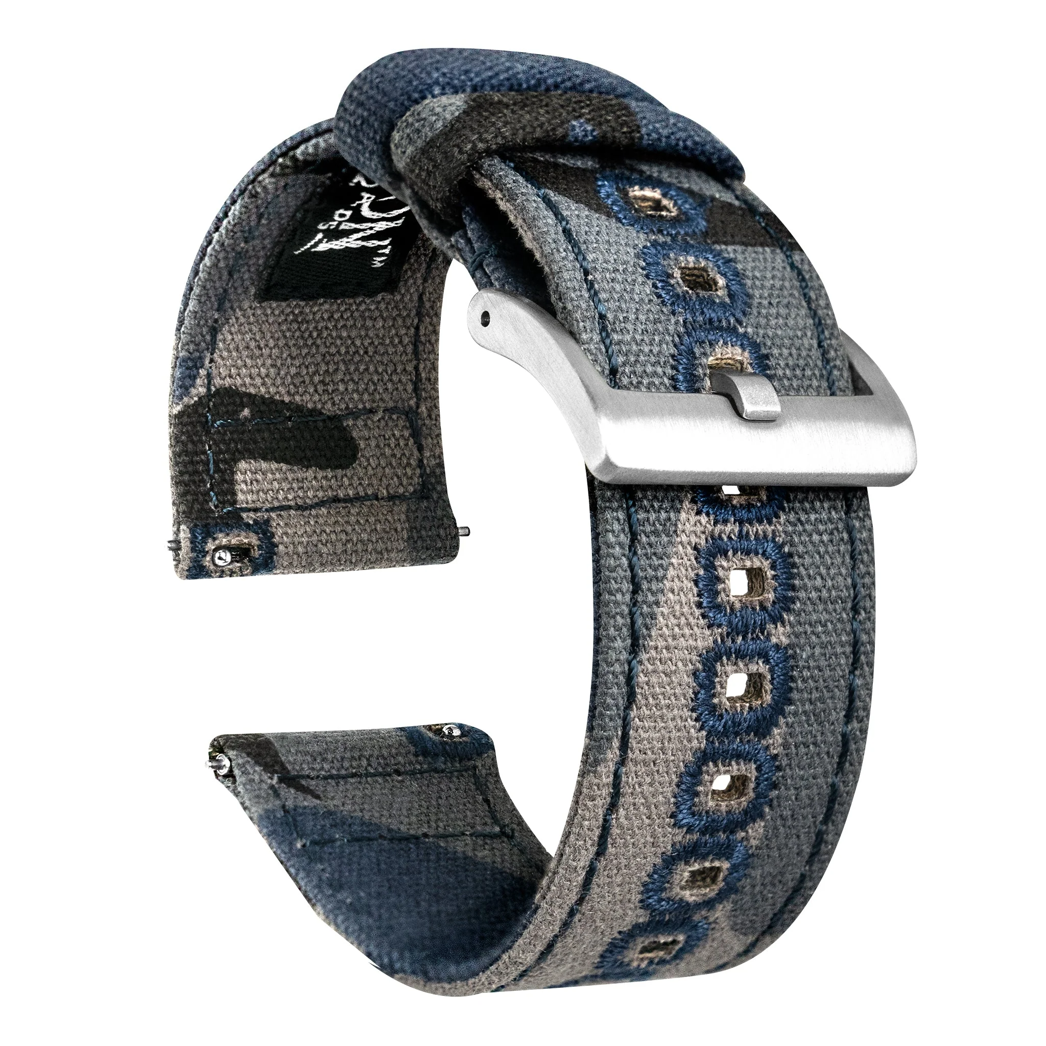 Navy Camouflage Crafted Canvas Long 24mm Watch Band