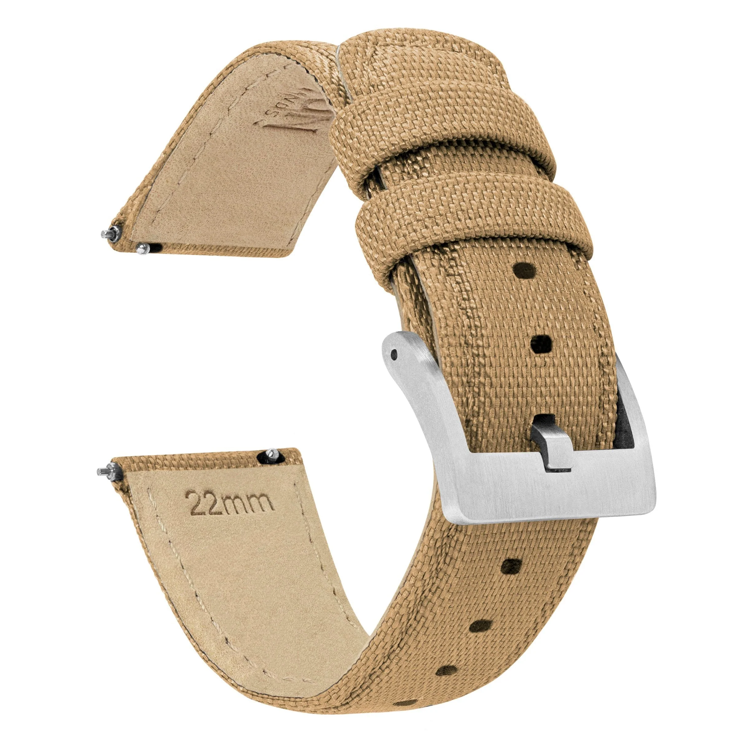 Khaki Tan Sailcloth Quick Release 18mm Watch Band