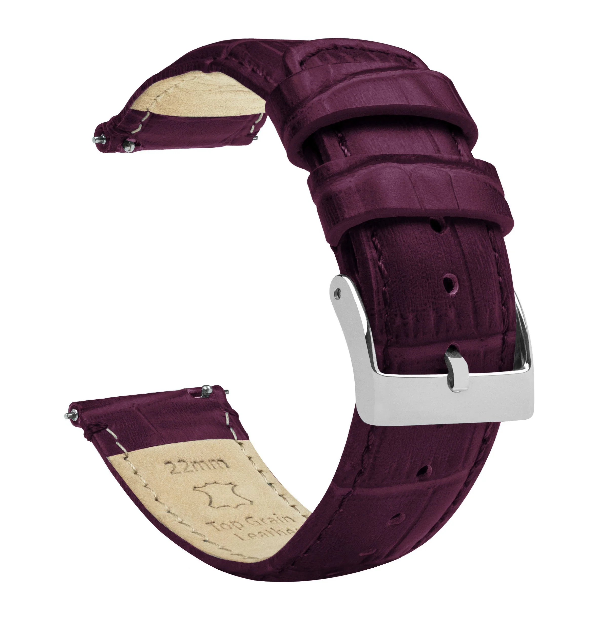 Merlot Alligator Grain Leather 20mm Watch Band