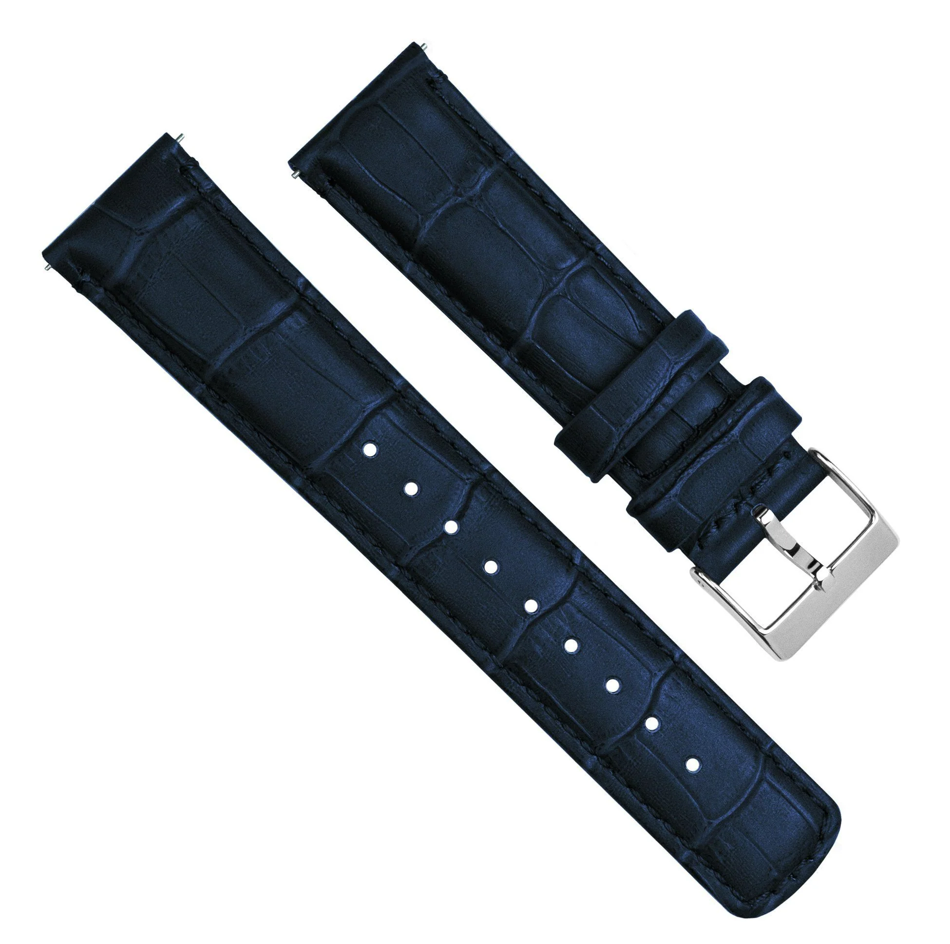 Moto 360 Gen2 Navy Blue Alligator Grain Leather Watch Band - Image 2