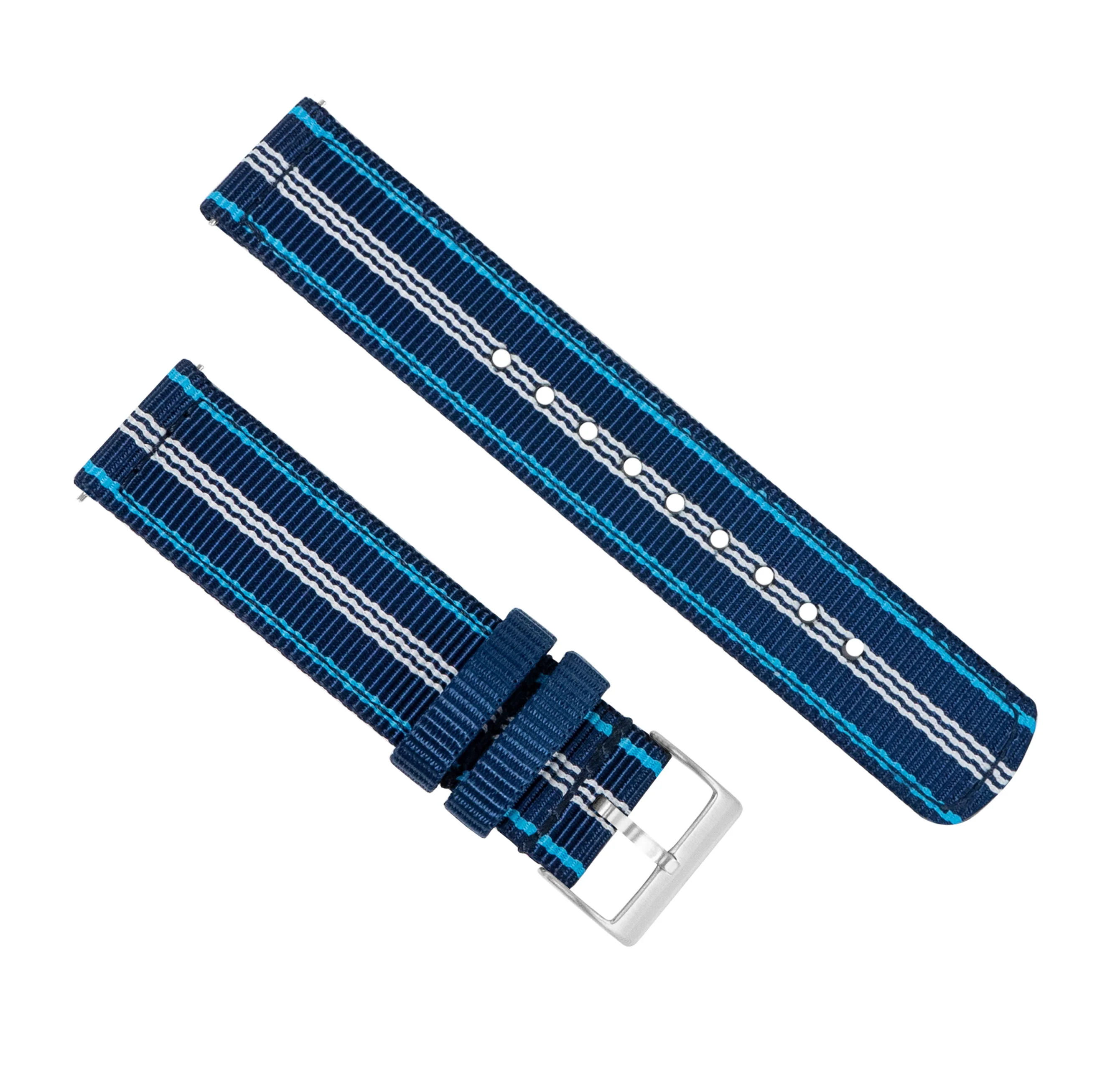 Navy Aqua Blue Two Piece NATO® style Watch Band - Yema Superman / Speedgraf (20mm) - Image 4