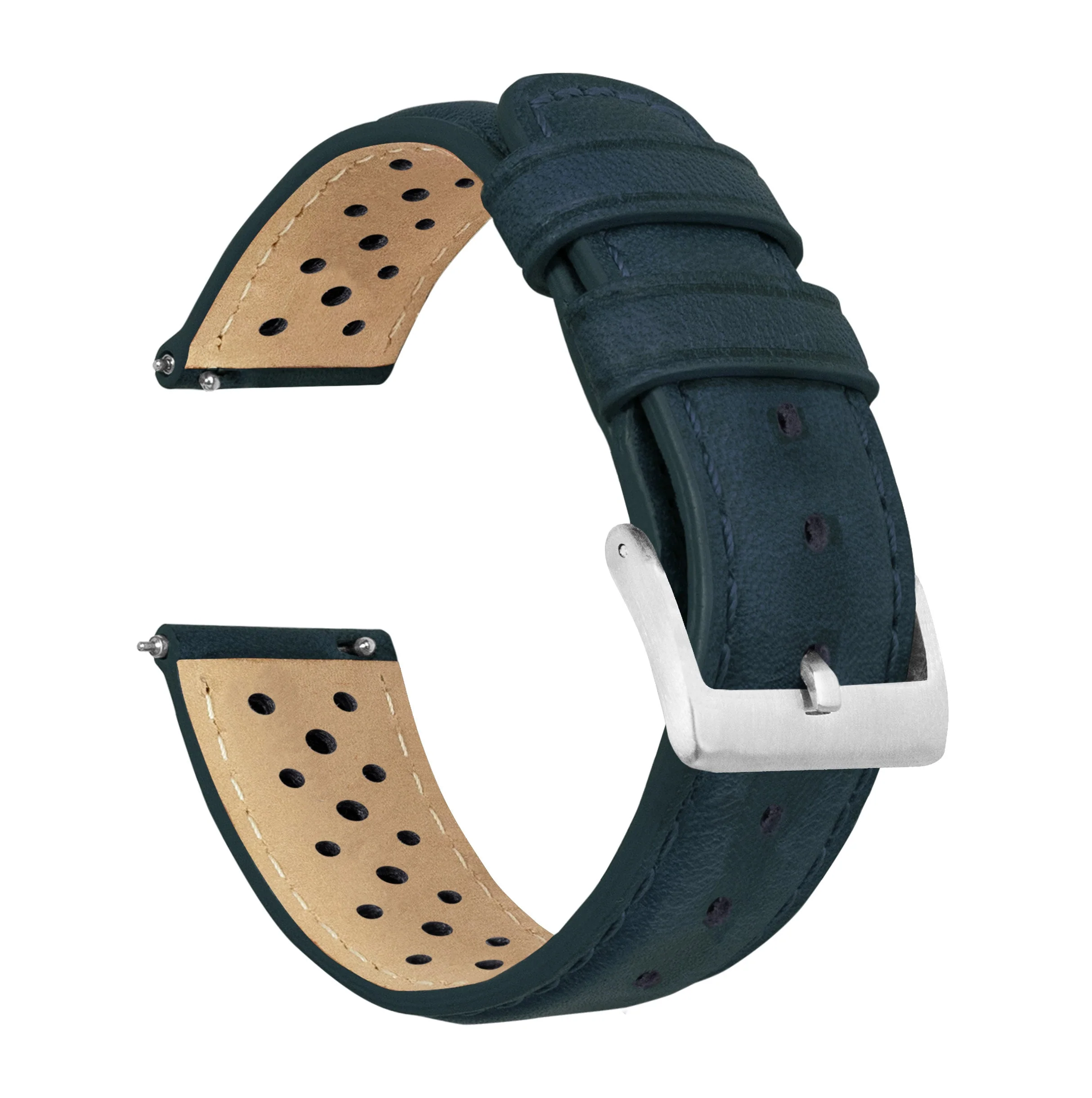 Navy Blue Racing Horween Leather Watch Band - Omega Seamaster (20mm)