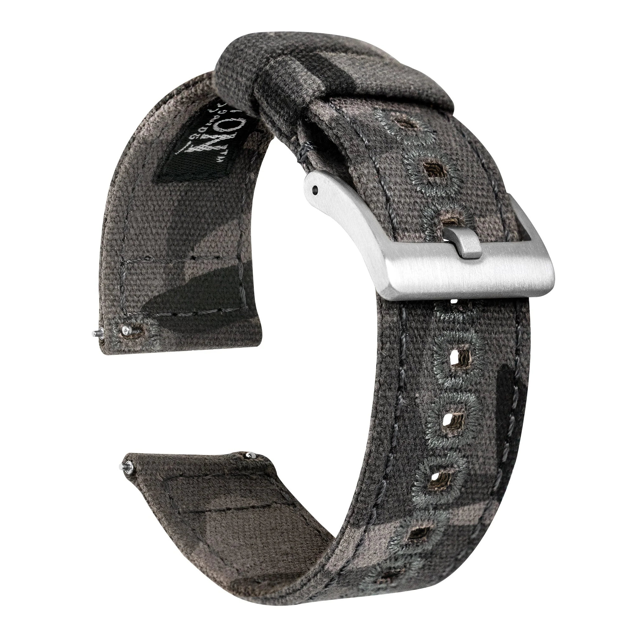 Grey Camouflage Crafted Canvas Long 24mm Watch Band