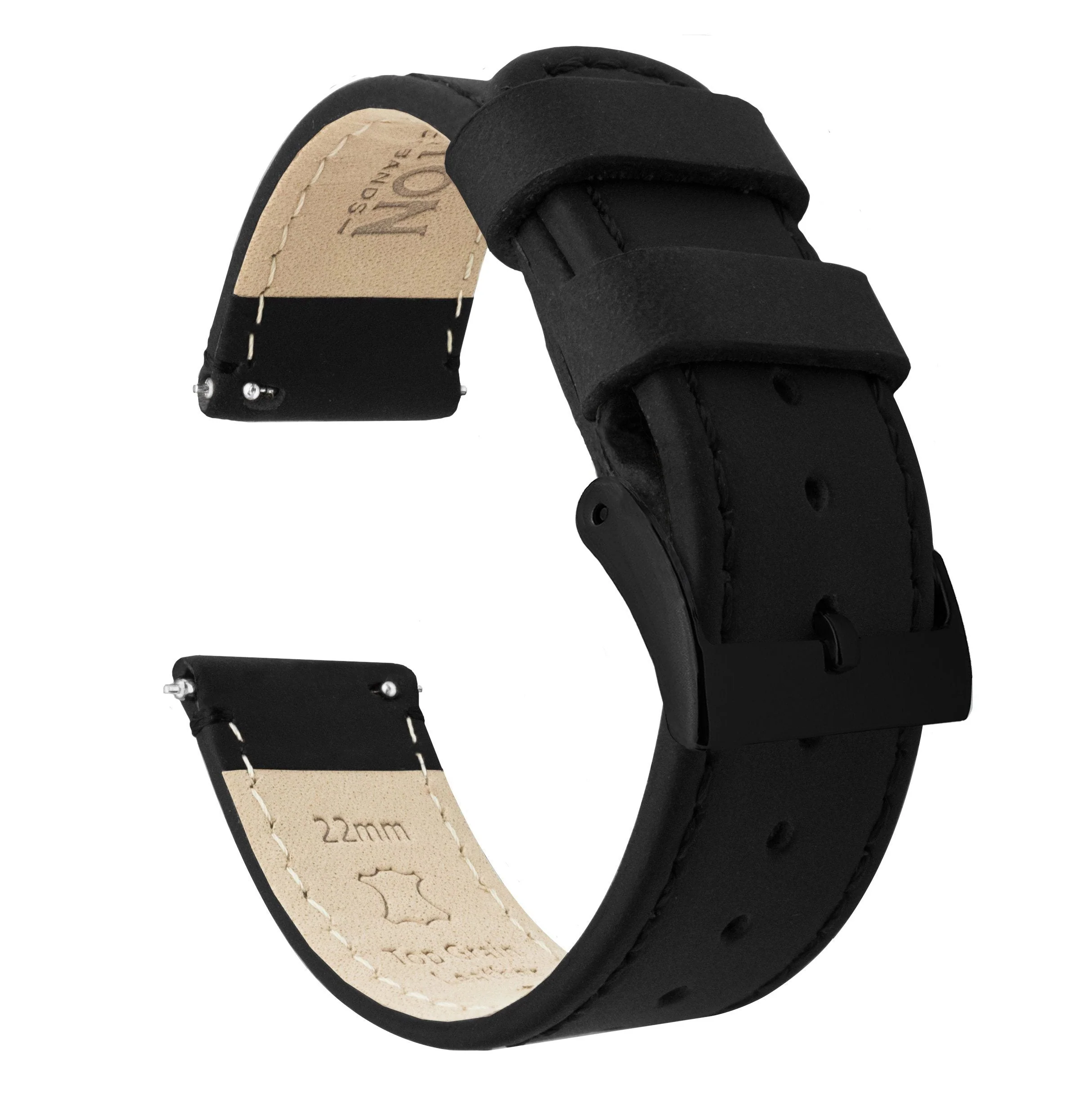 Omega Moonswatch Black Leather Stitching Watch Band - Image 5